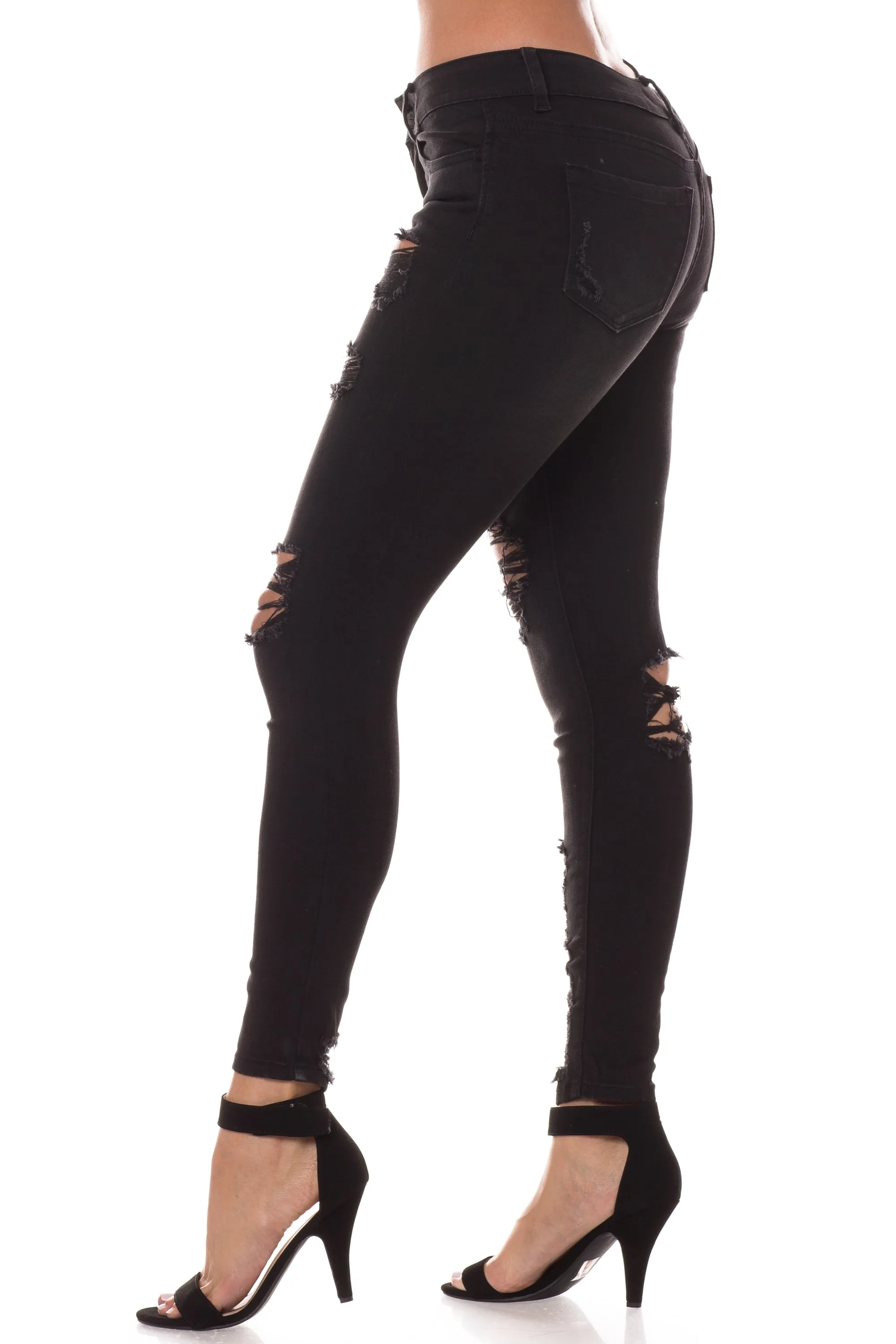 1243 Women's Mid Waisted Distressed Ankle Skinny Jeans