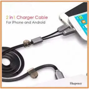 2-in-1 At The Same Time Charging and Data Transfer Magnet Cable ( Micro usb   For iPhone)