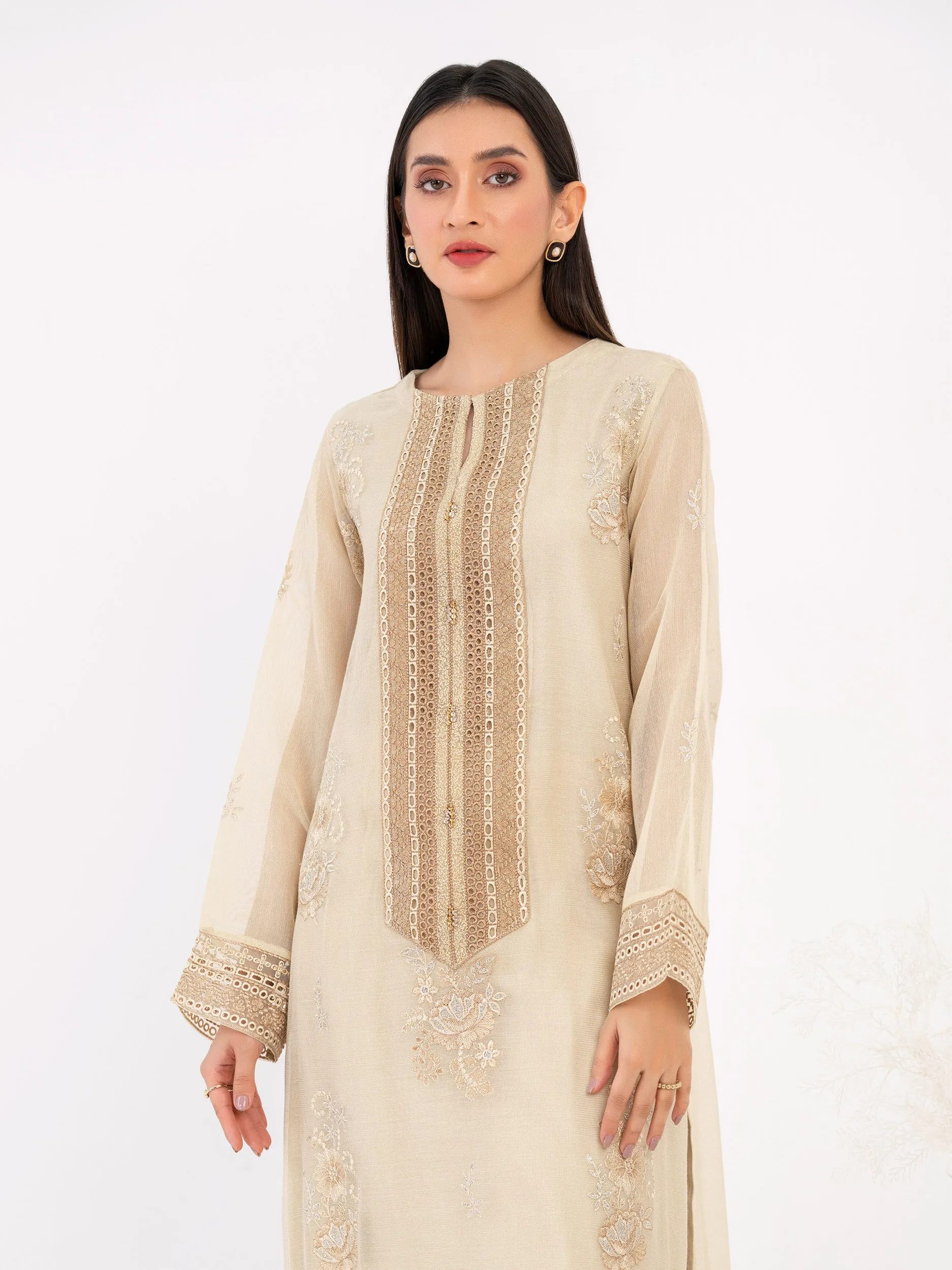 2 Piece Cotton Net Suit-Embroidered (Pret)