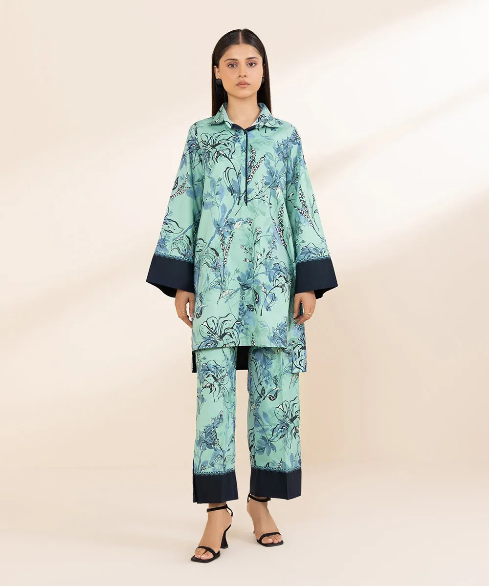 2 Piece - Printed Linen Suit