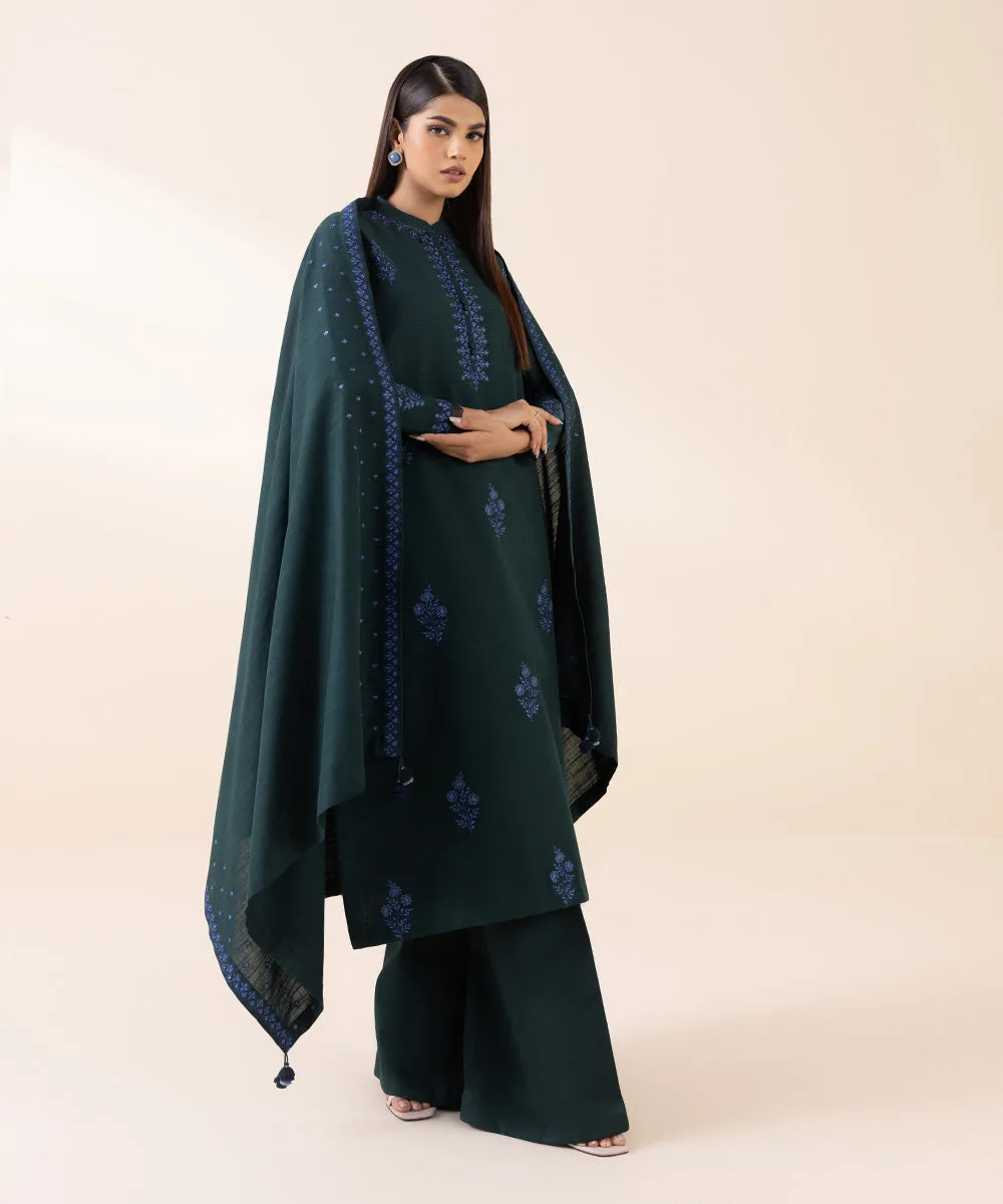 3 Piece - Embroidered Light Khaddar Suit