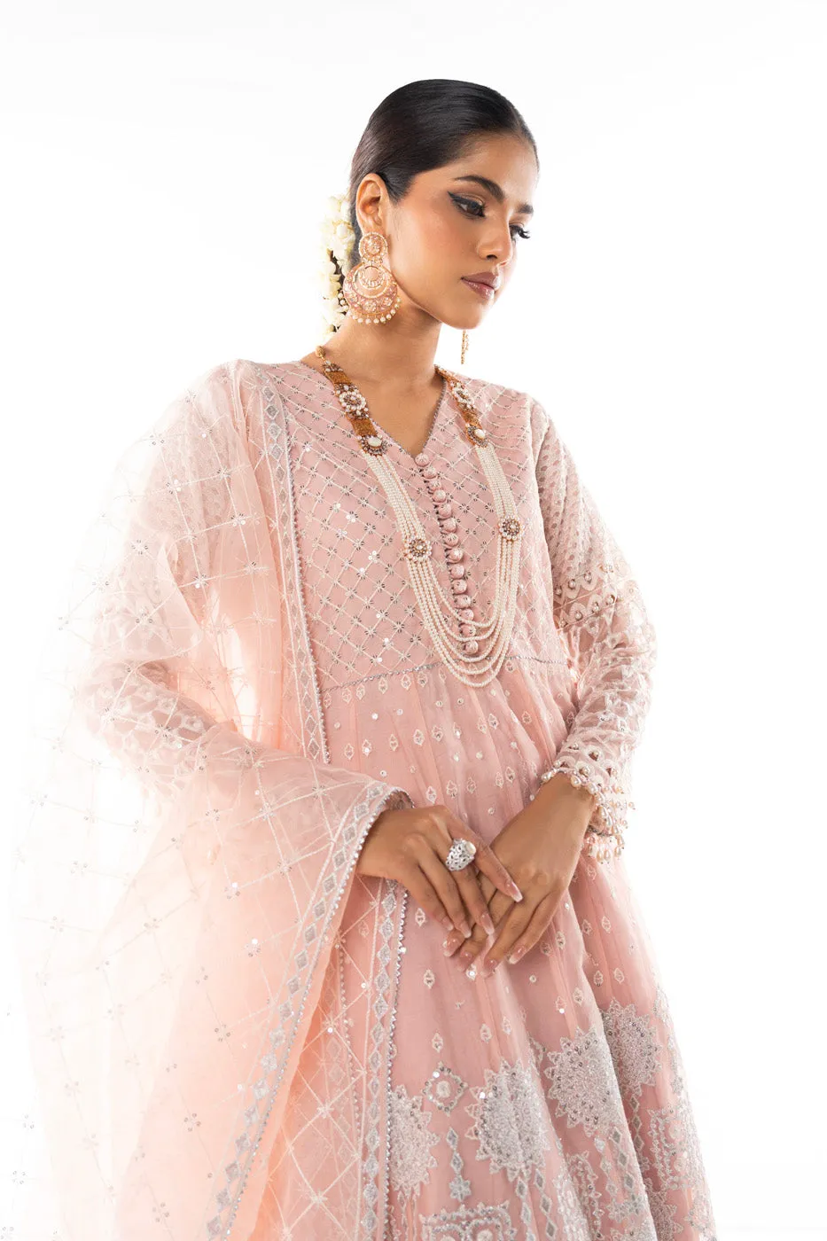 4 Piece Embroidered Organza Suit with Organza Dupatta