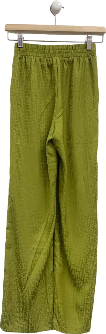 4TH Reckless Green Jacquard Wide Leg Trousers UK 6