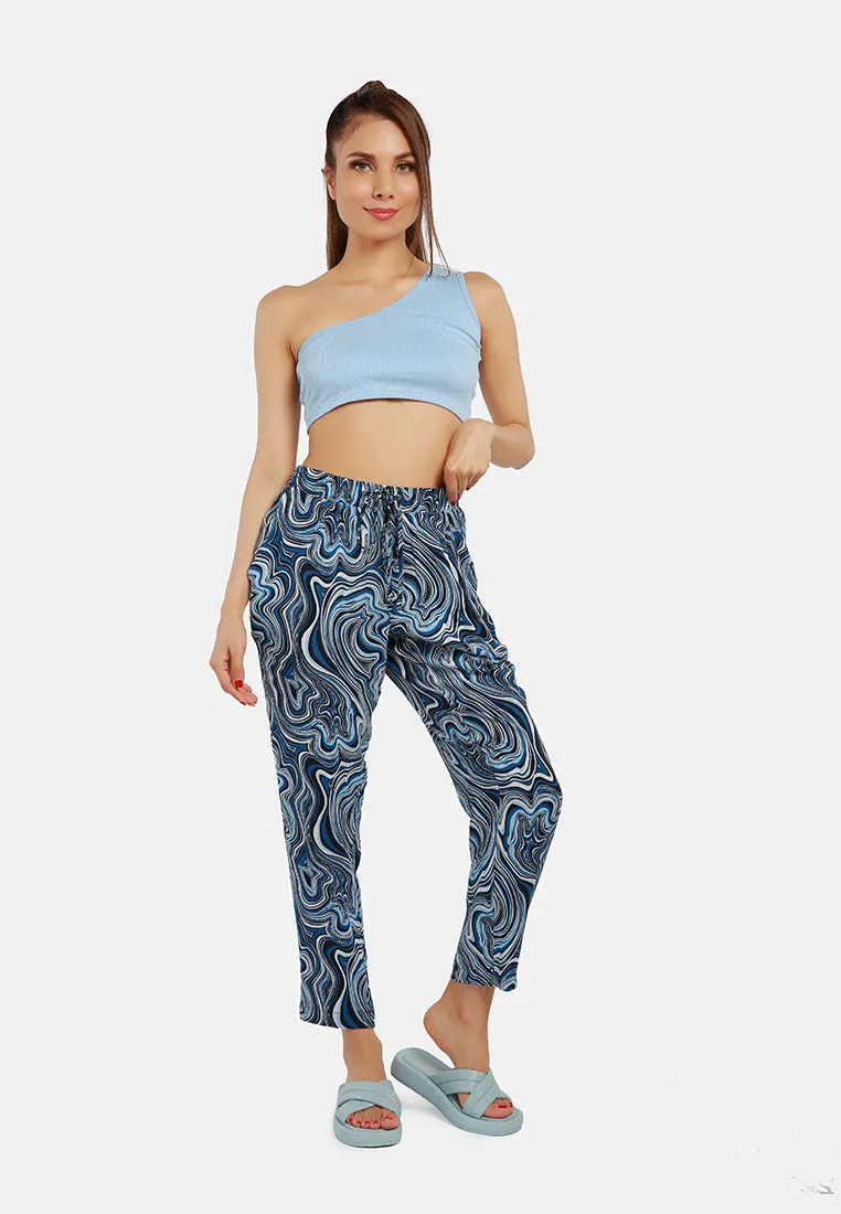 Abstract Print High Waist Trousers