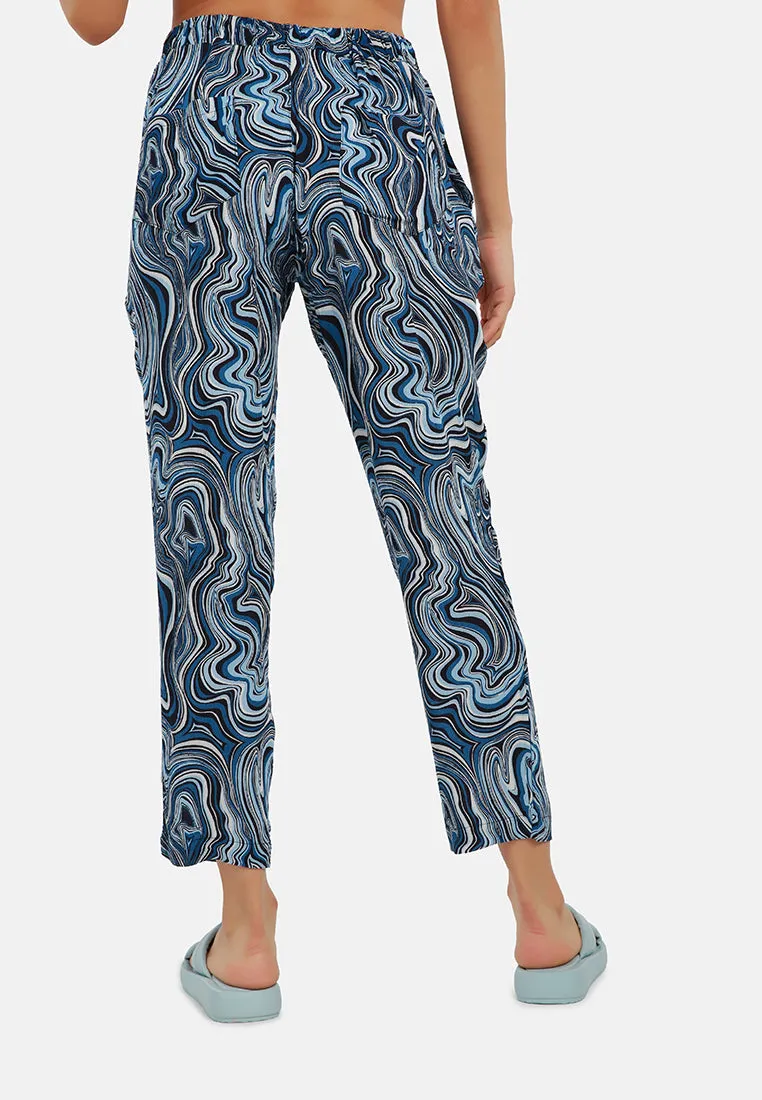 Abstract Print High Waist Trousers