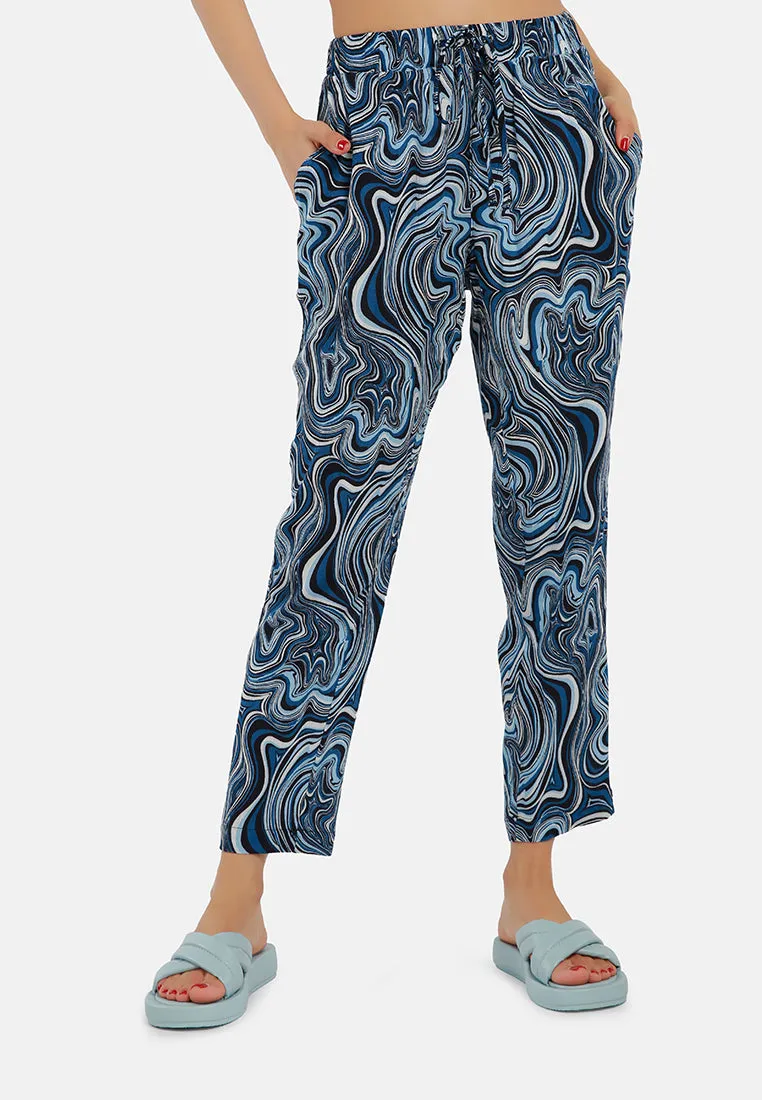 Abstract Print High Waist Trousers