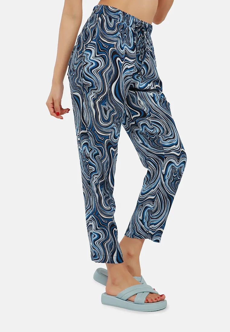 Abstract Print High Waist Trousers