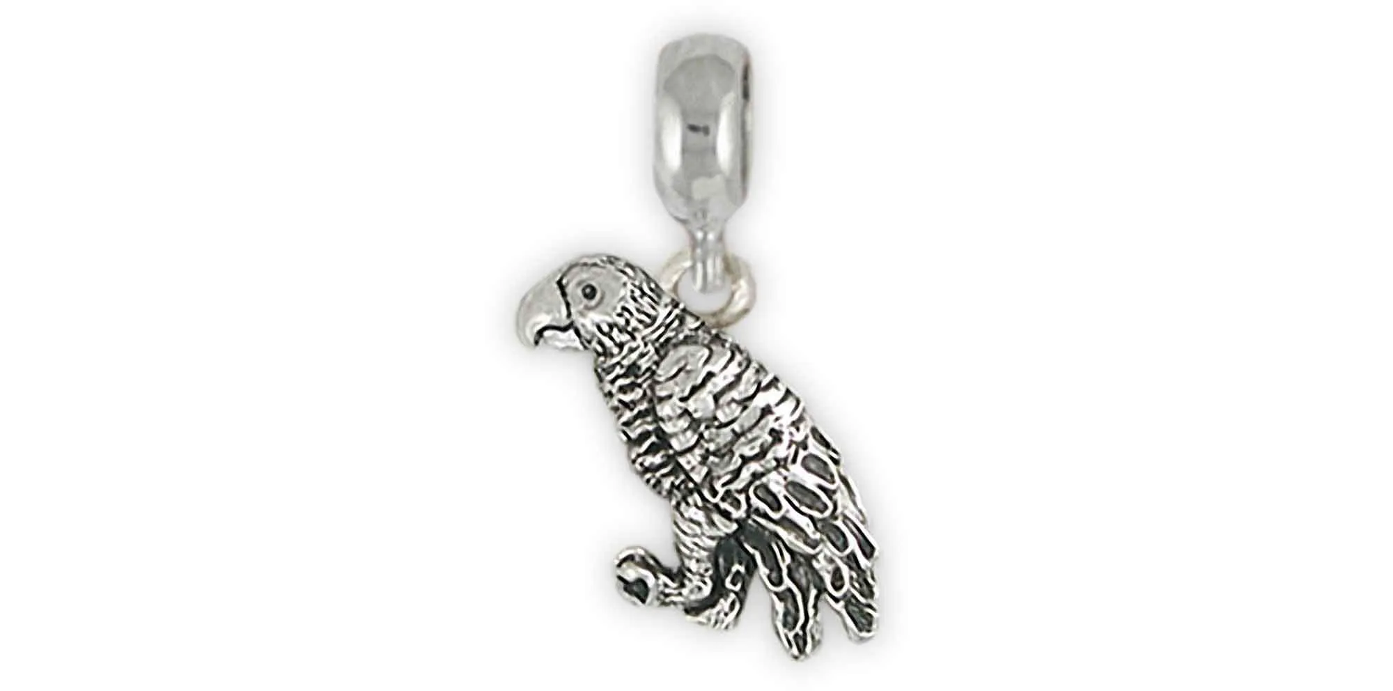 African Grey Jewelry Sterling Silver Handmade African Grey Charm Slide This Charm Will Fit A Pandora® Slide Bracelet AFG13X-PNS