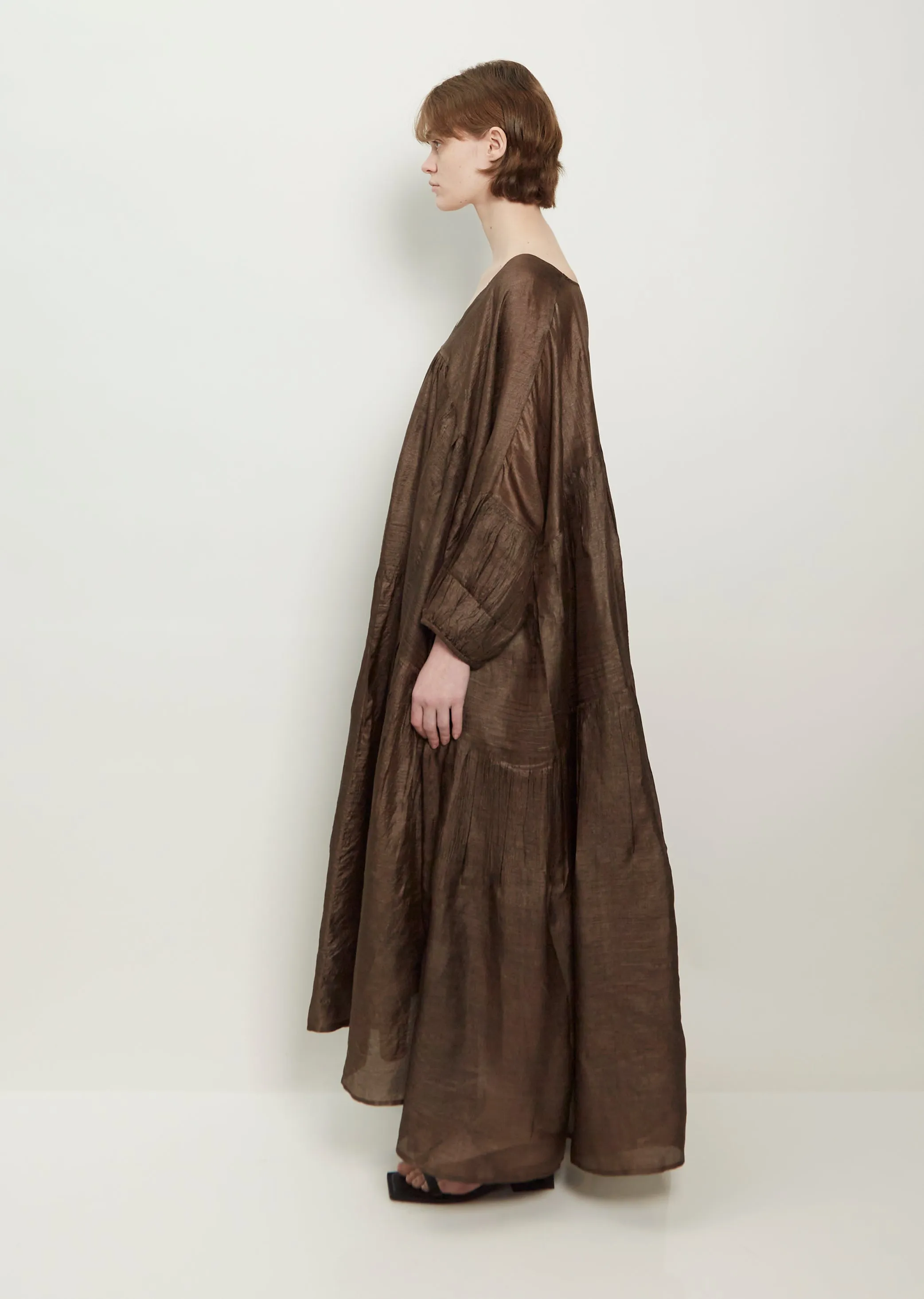 Airi Silk Tussar Maxi Dress — Cacao