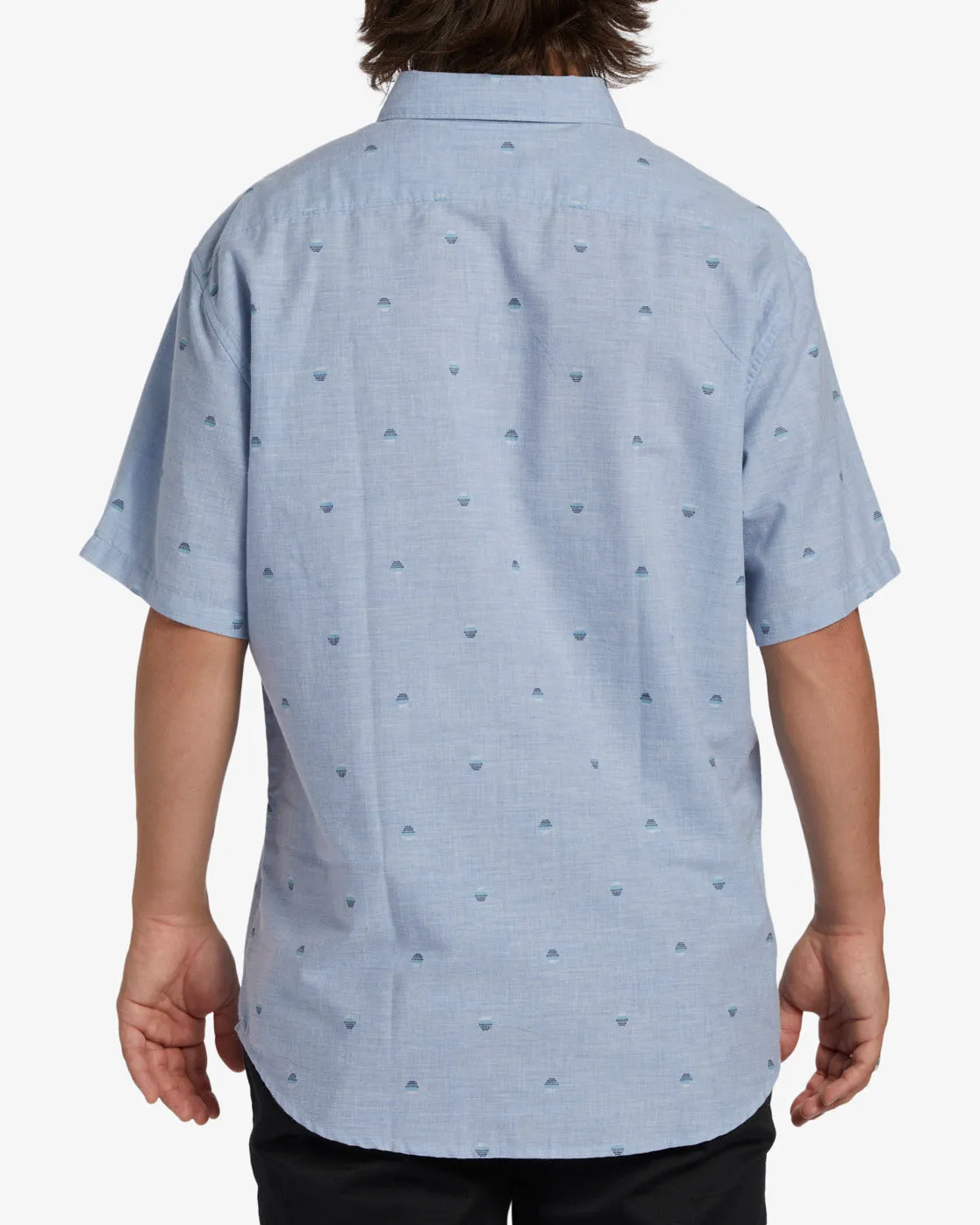 All Day Jacquard Short Sleeve Shirt - Washed Blue