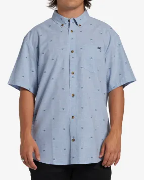 All Day Jacquard Short Sleeve Shirt - Washed Blue