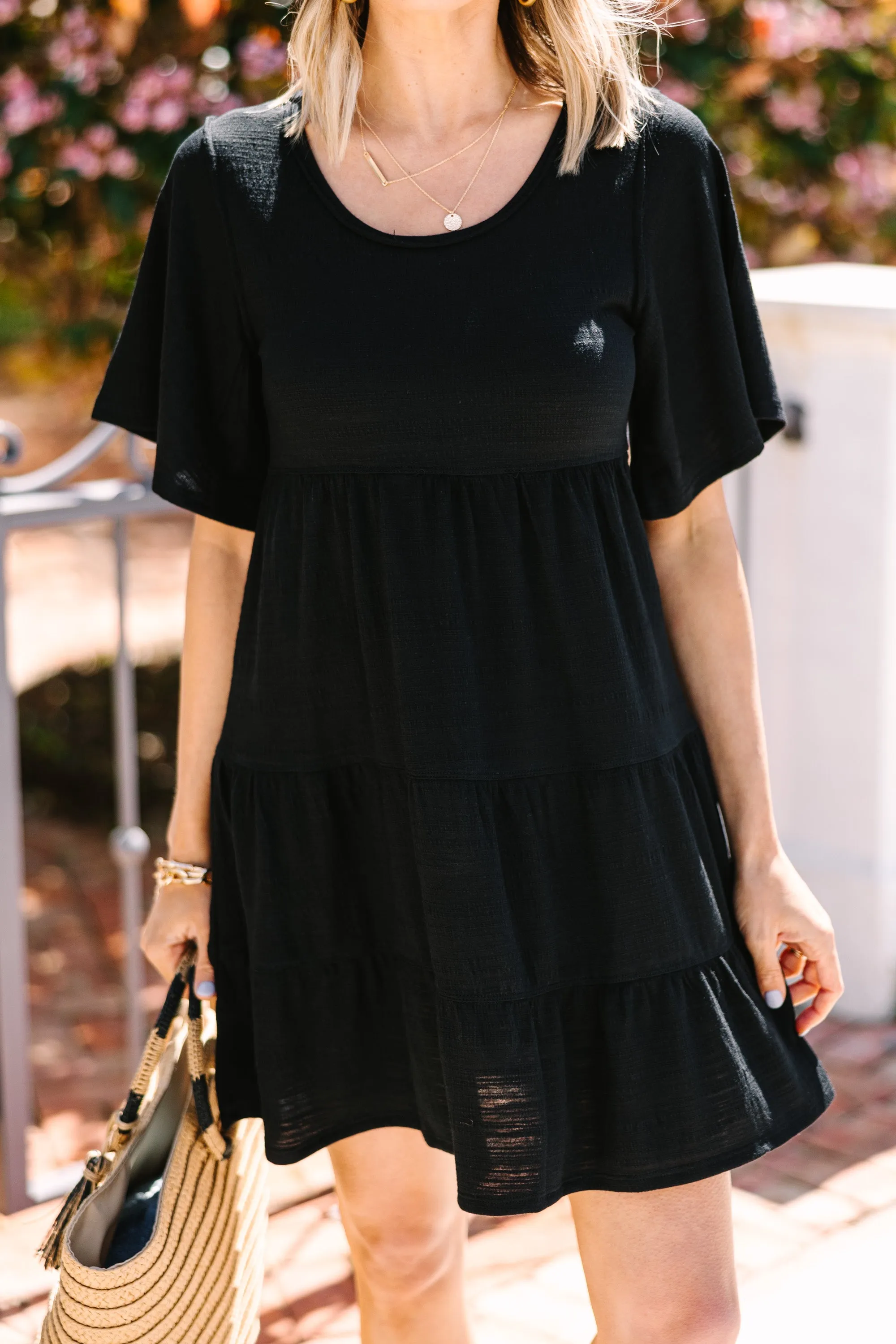 All In The Details Black Babydoll Dress