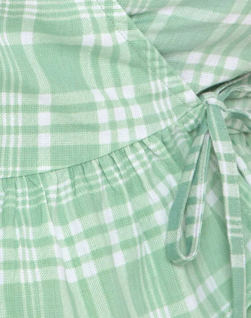 Amiya Top in Table Cloth Neo Mint