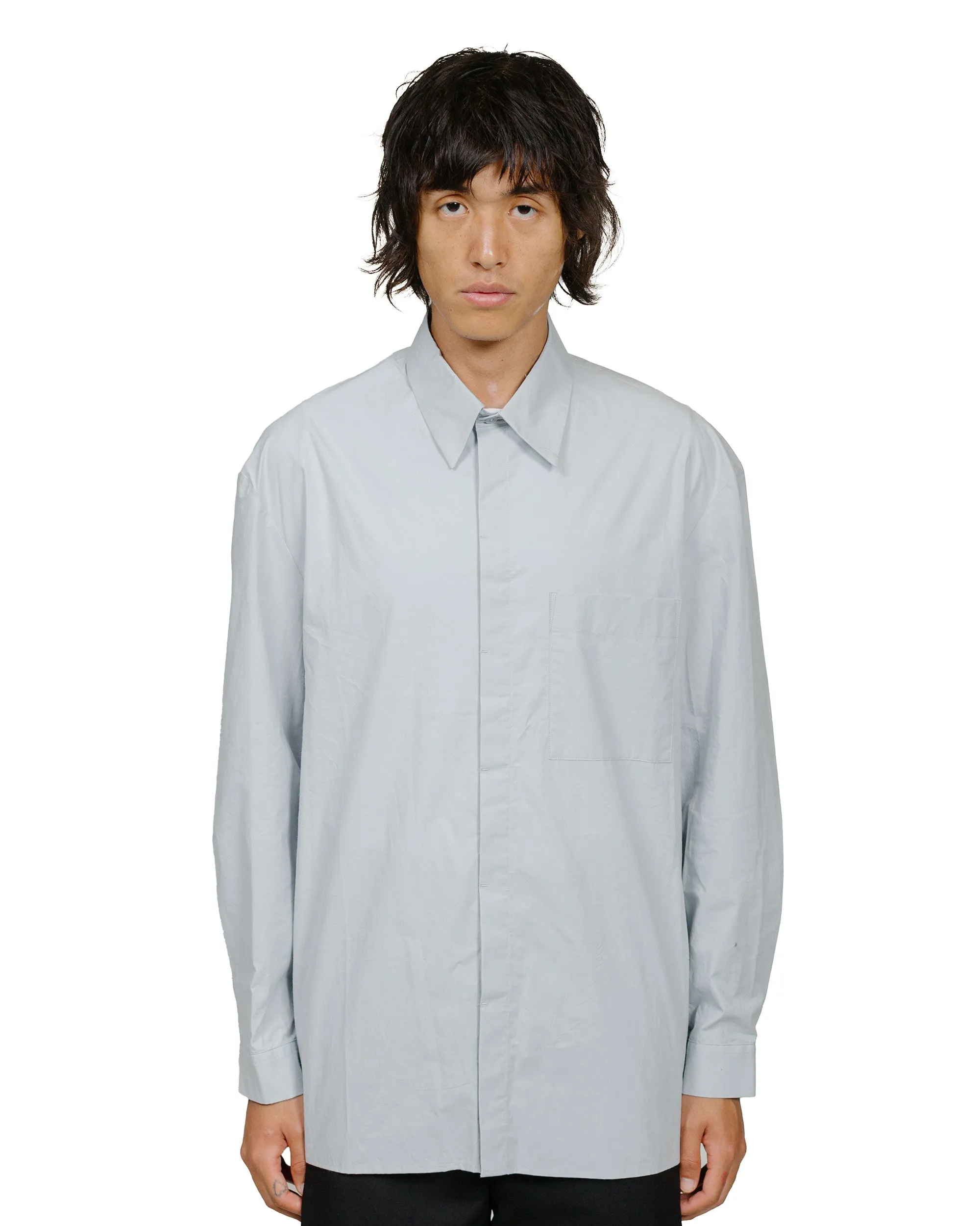 Amomento Square Pocket Oversized Shirts Light Blue