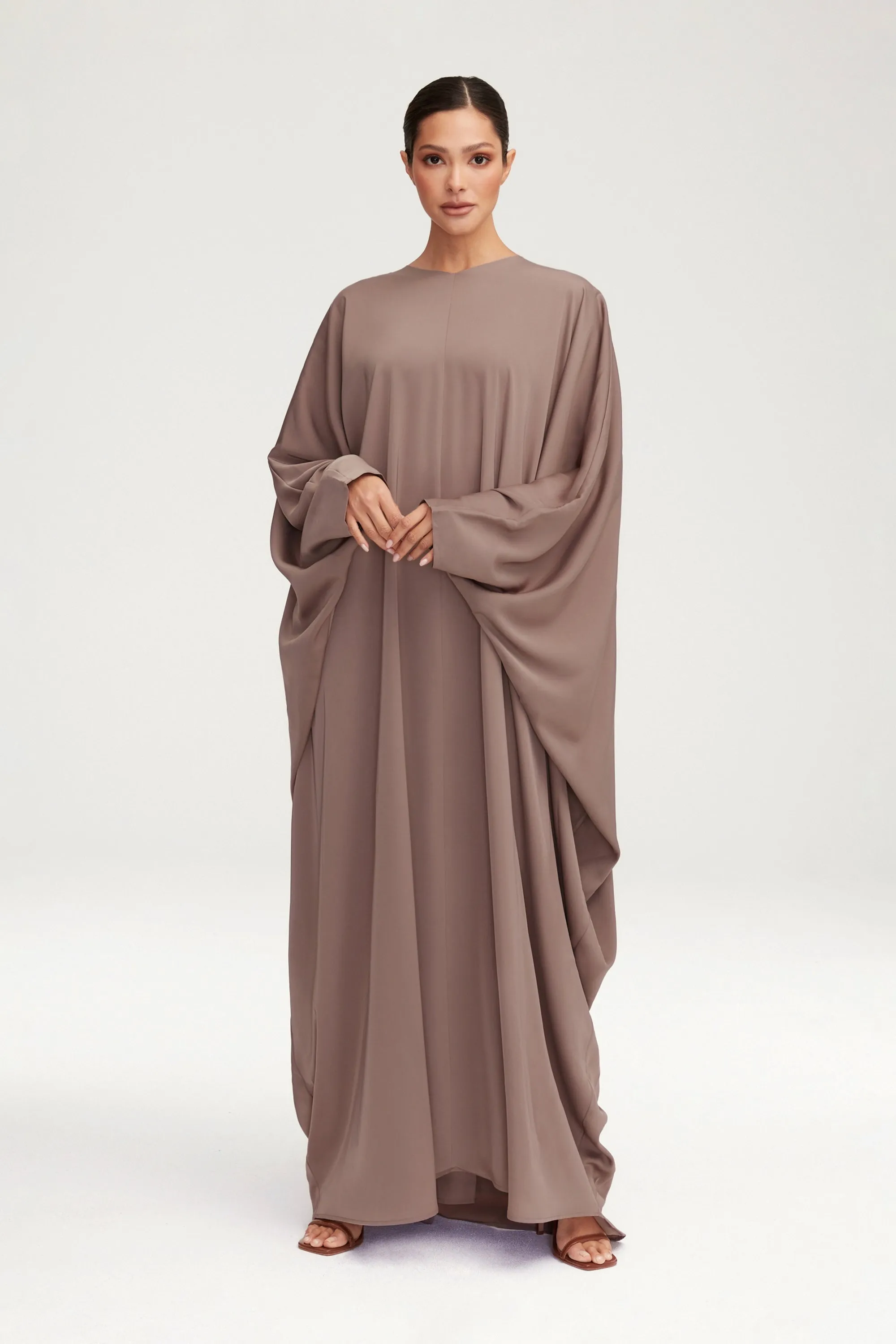 Anisa Satin Kaftan - Deep Taupe