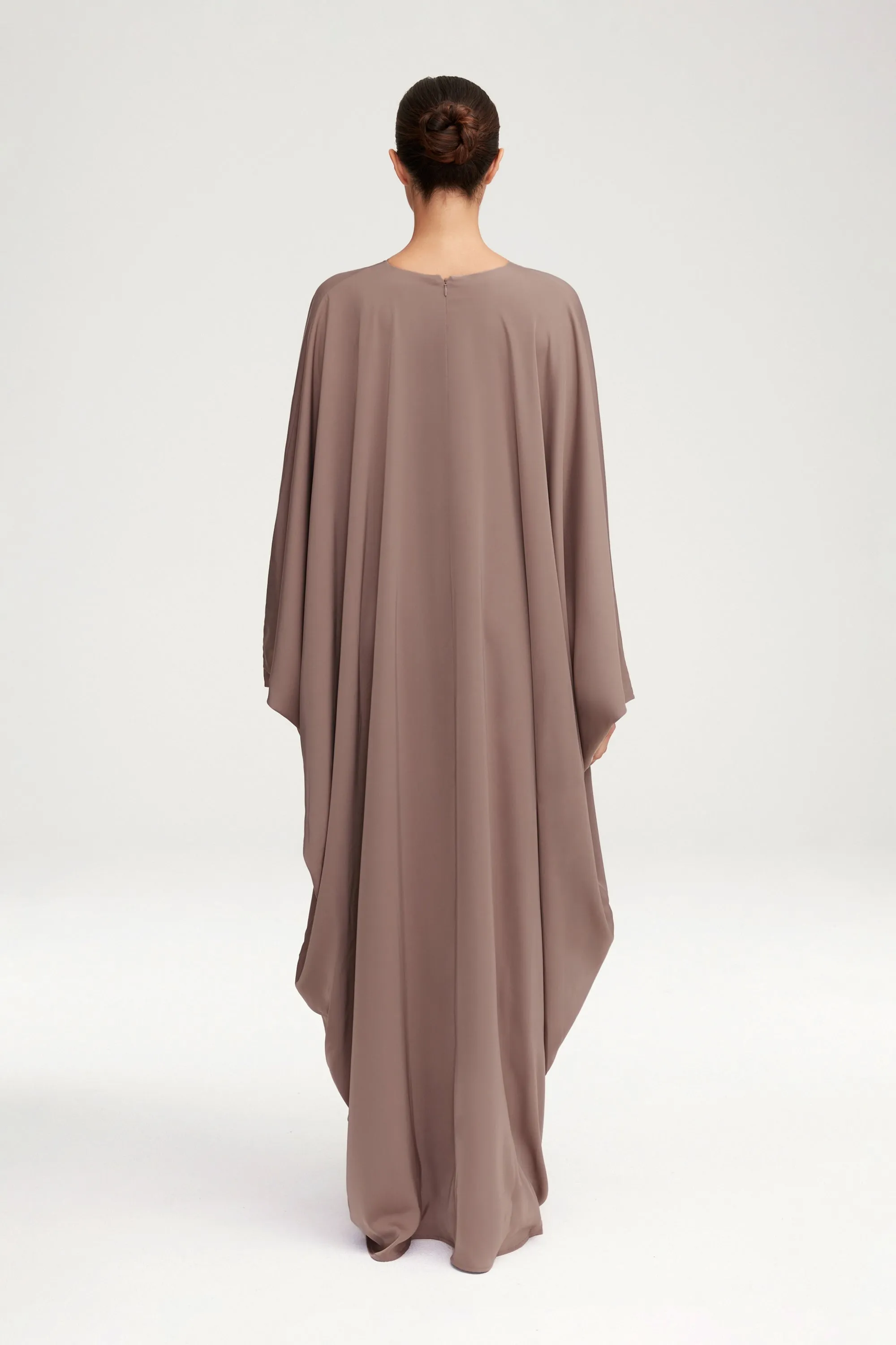 Anisa Satin Kaftan - Deep Taupe