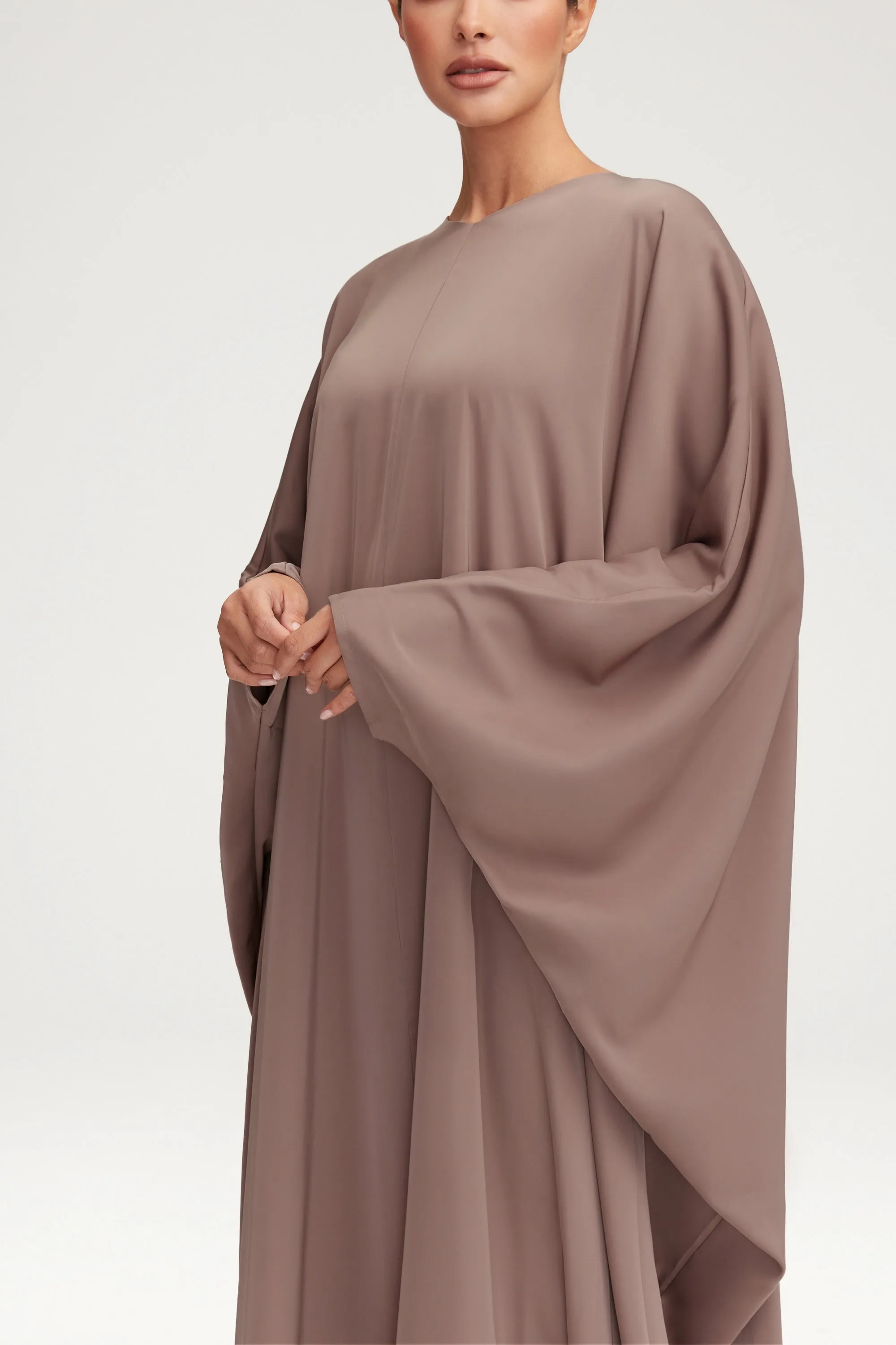 Anisa Satin Kaftan - Deep Taupe