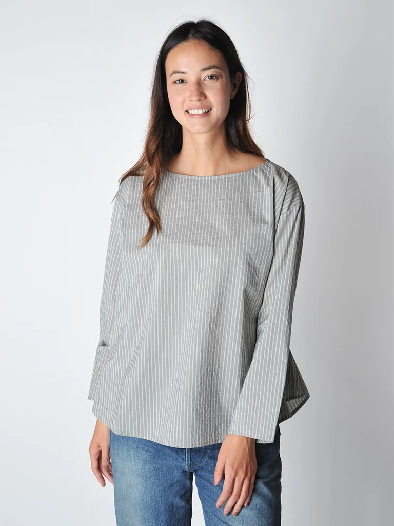 Anthracite Grey Striped Blouse