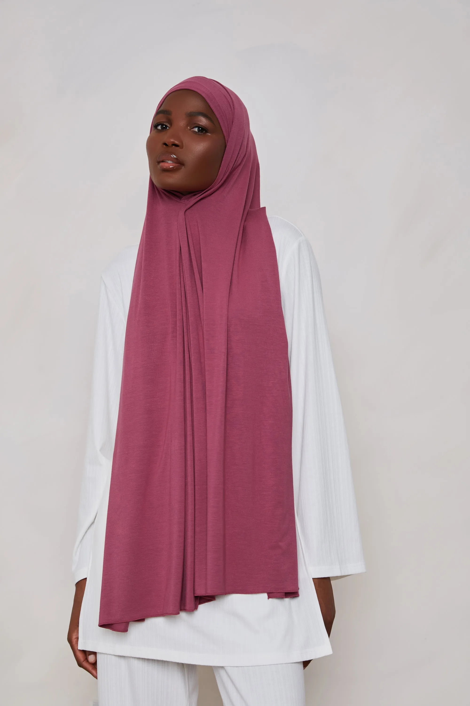 Bamboo Jersey Hijab - Dry Rose