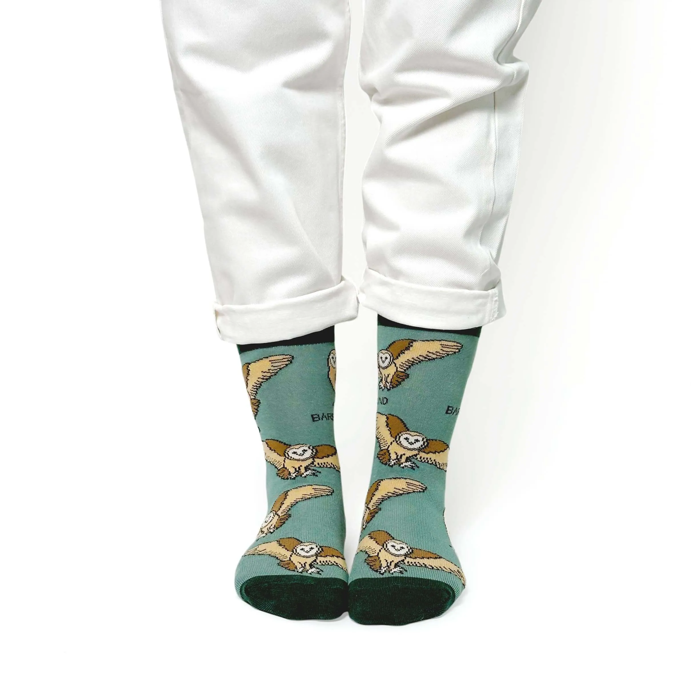 Bare Kind Save the Barn Owl Bamboo Socks, Green