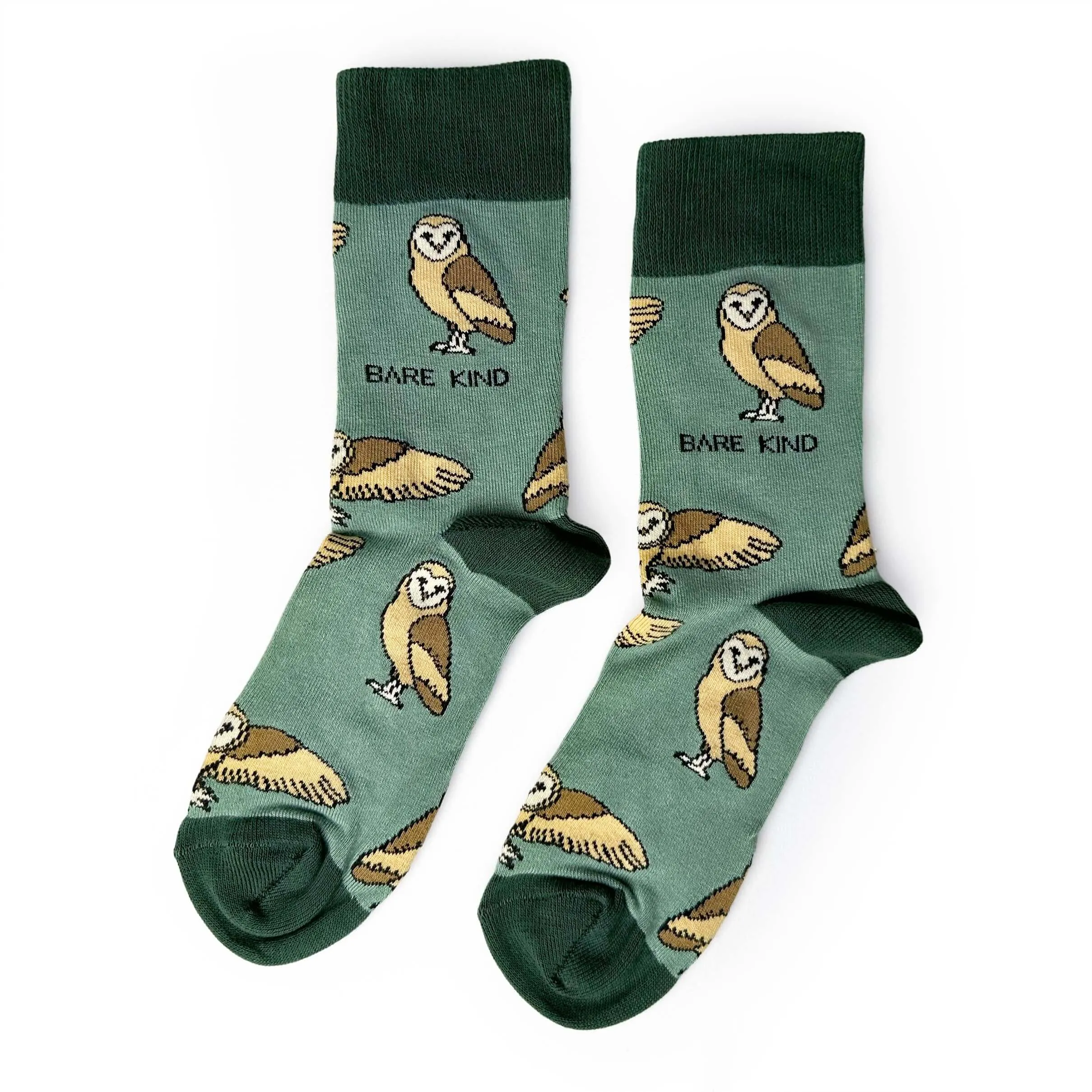 Bare Kind Save the Barn Owl Bamboo Socks, Green