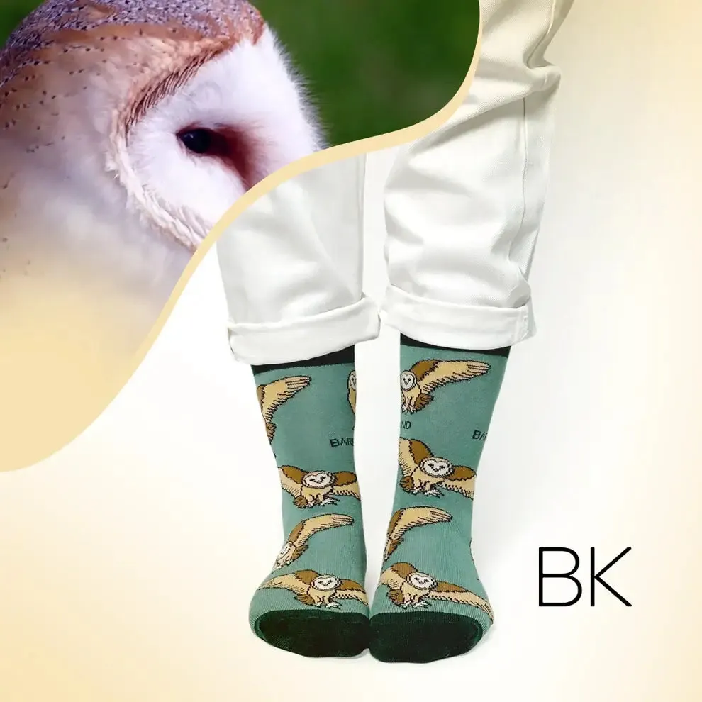 Bare Kind Save the Barn Owl Bamboo Socks, Green