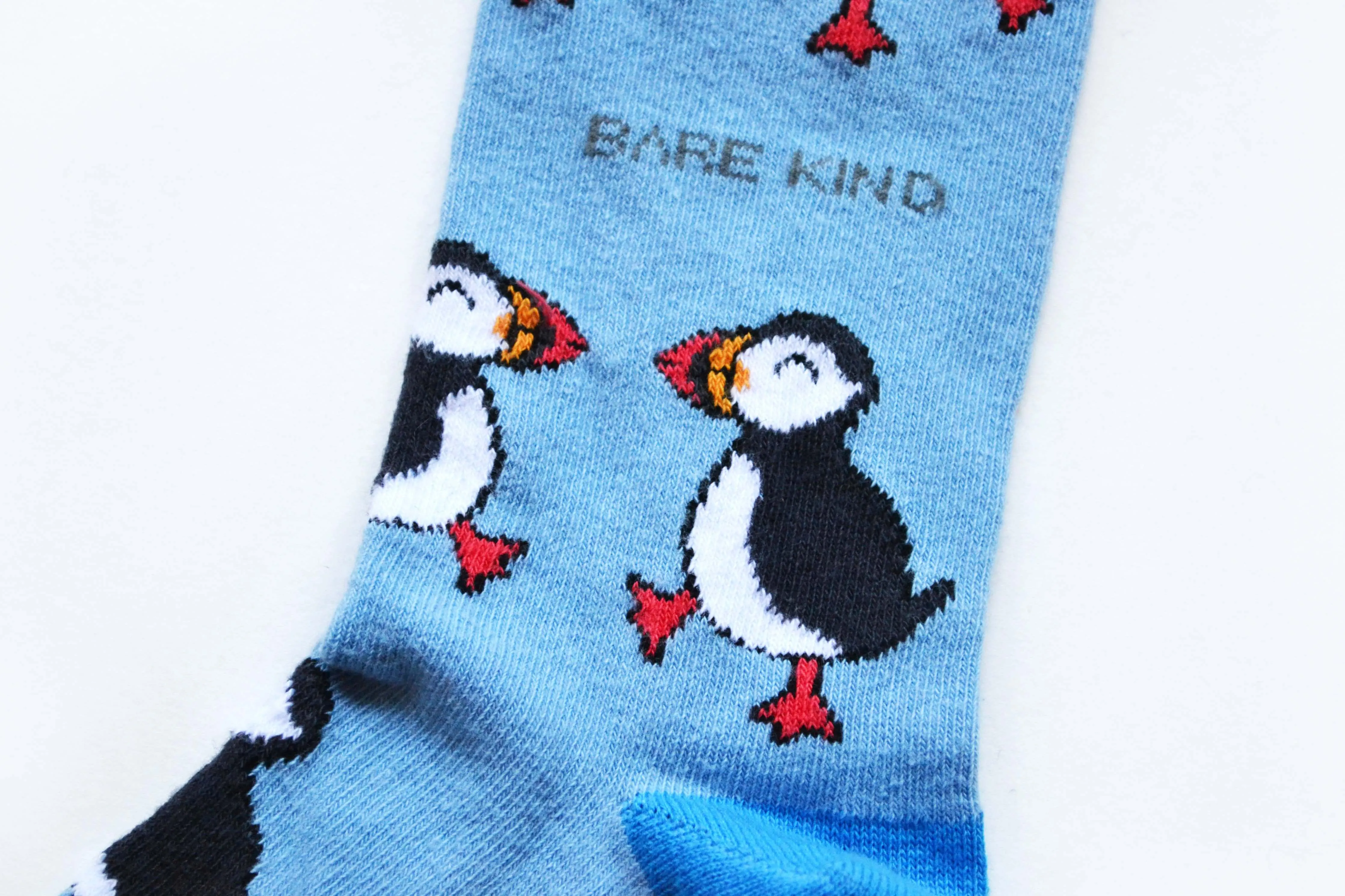 Bare Kind - Save the Puffins Bamboo Socks - Light Blue