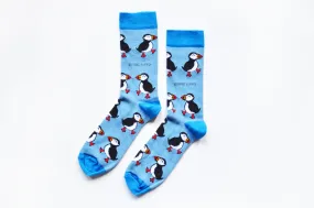 Bare Kind - Save the Puffins Bamboo Socks - Light Blue