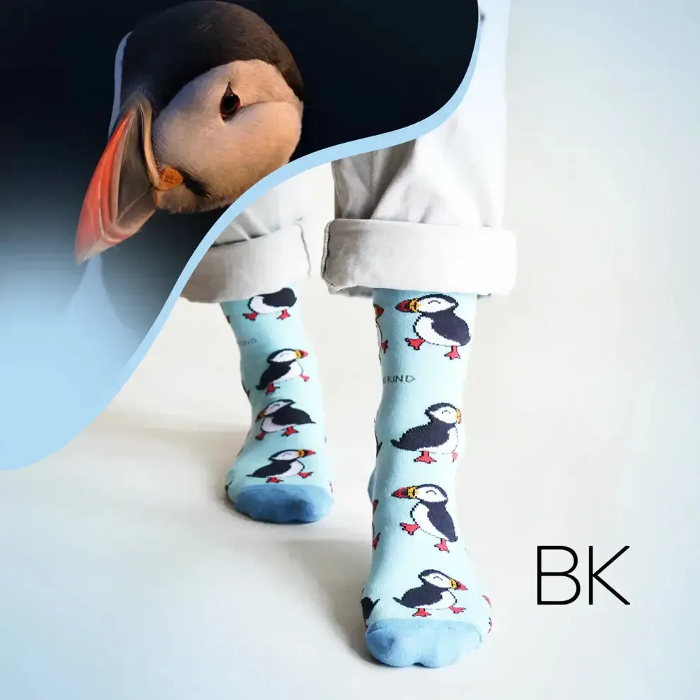 Bare Kind - Save the Puffins Bamboo Socks - Light Blue