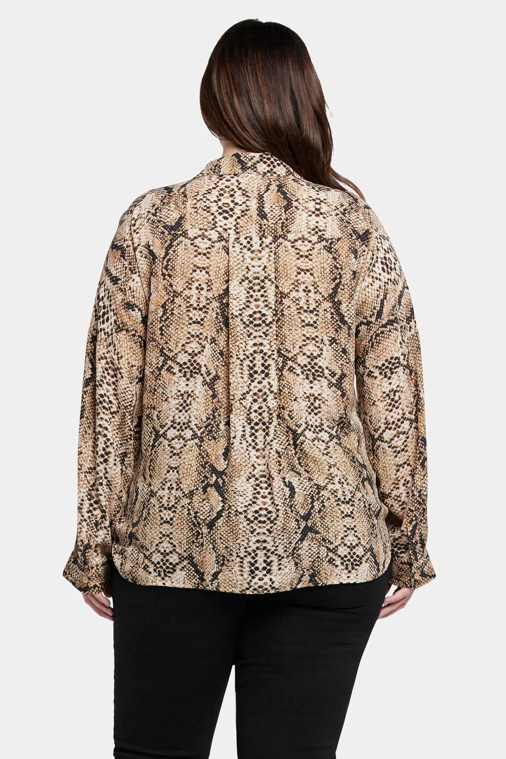 Becky Blouse In Plus Size - Victorian Python Pink Taupe