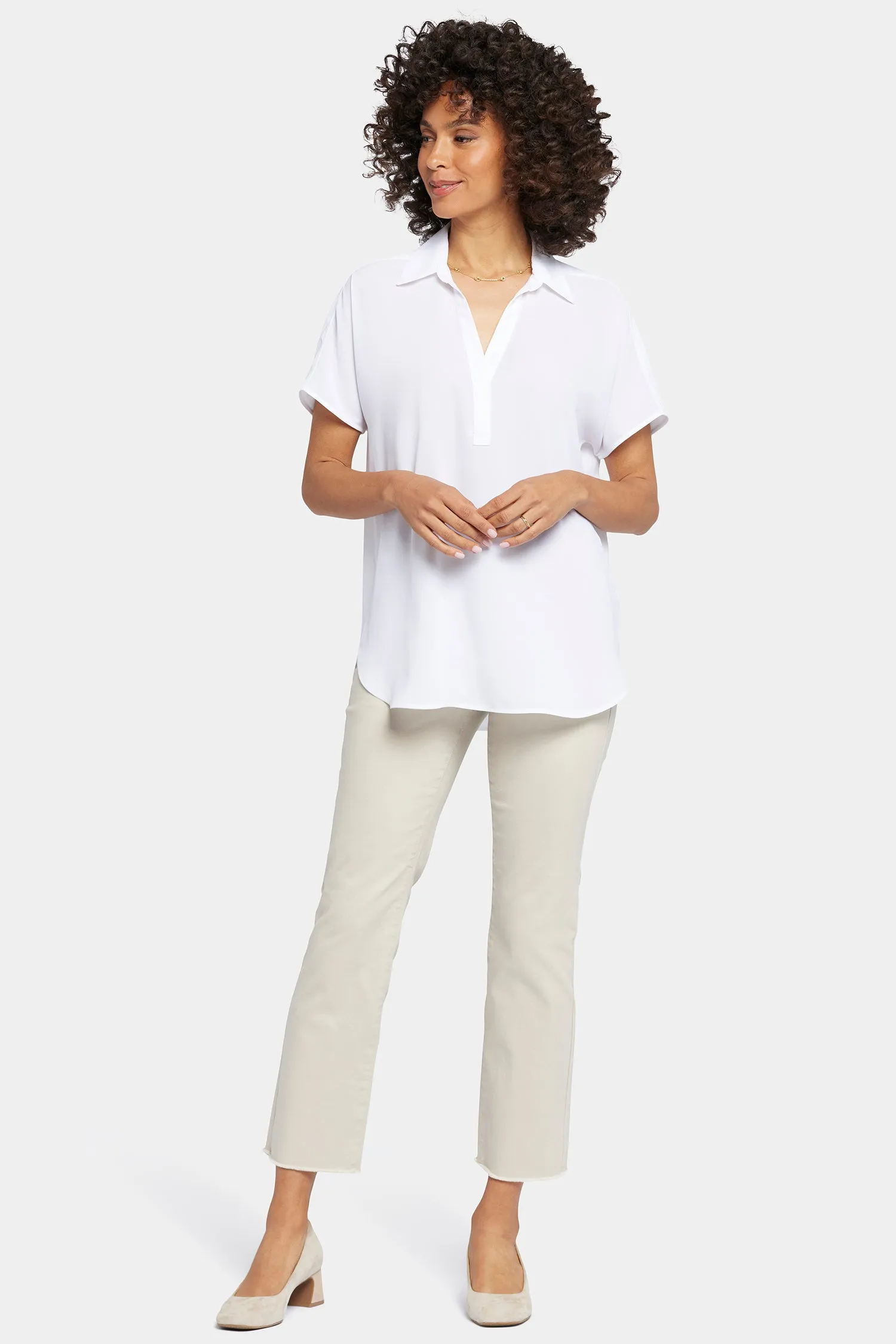 Becky Short Sleeved Blouse - Optic White