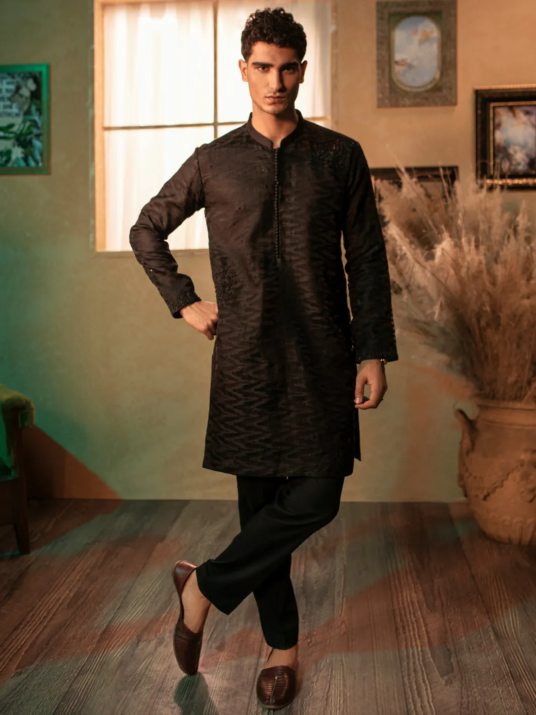 Black Blended Special Kurta - AL-K-SP-053