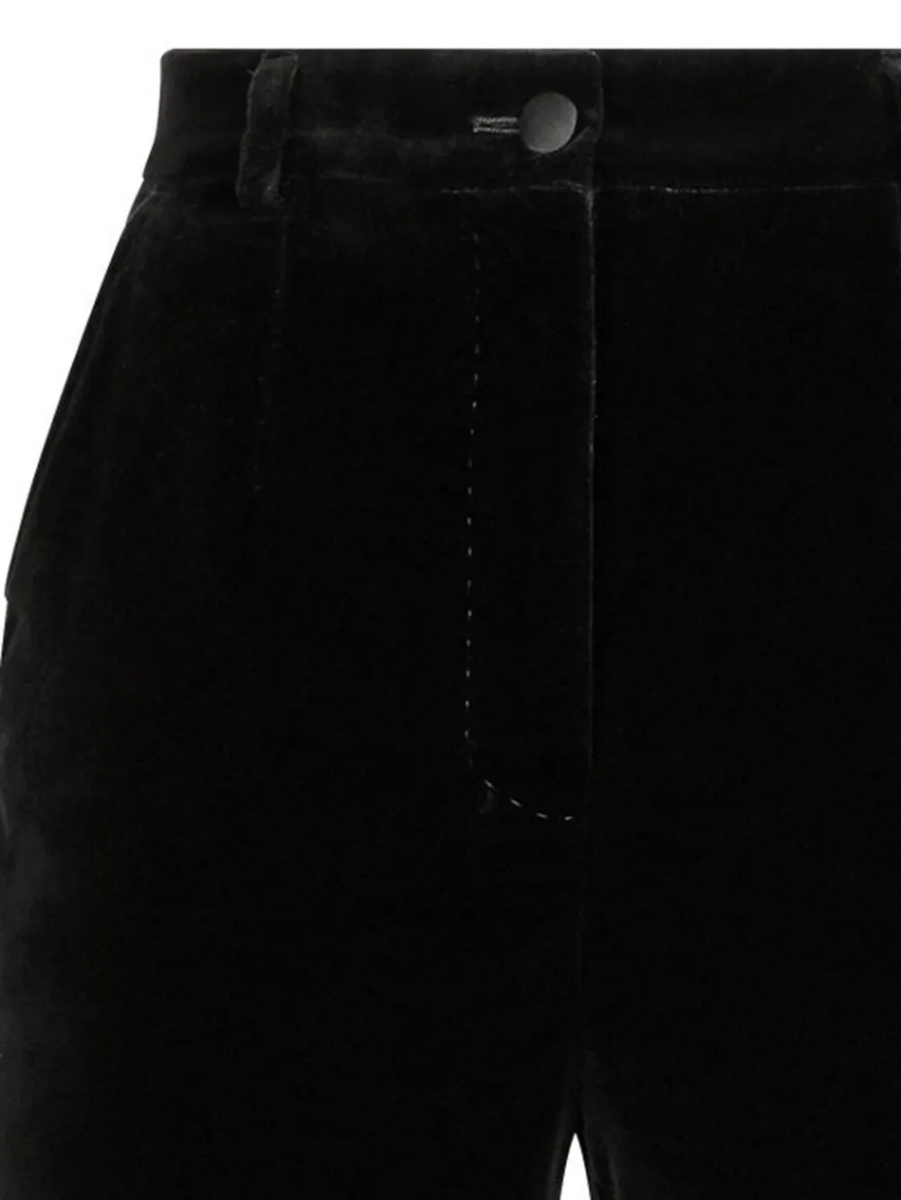 BLACK COTTON BLEND VELVET TAILORED DESIGN TROUSERS