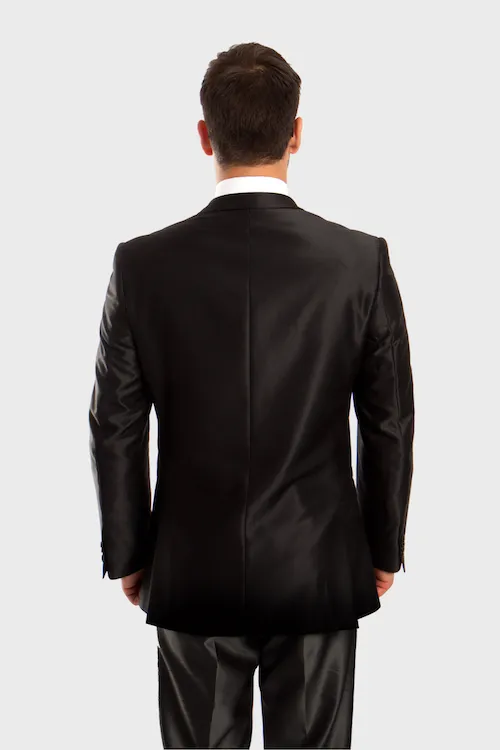 Black Shiny Vested Suit