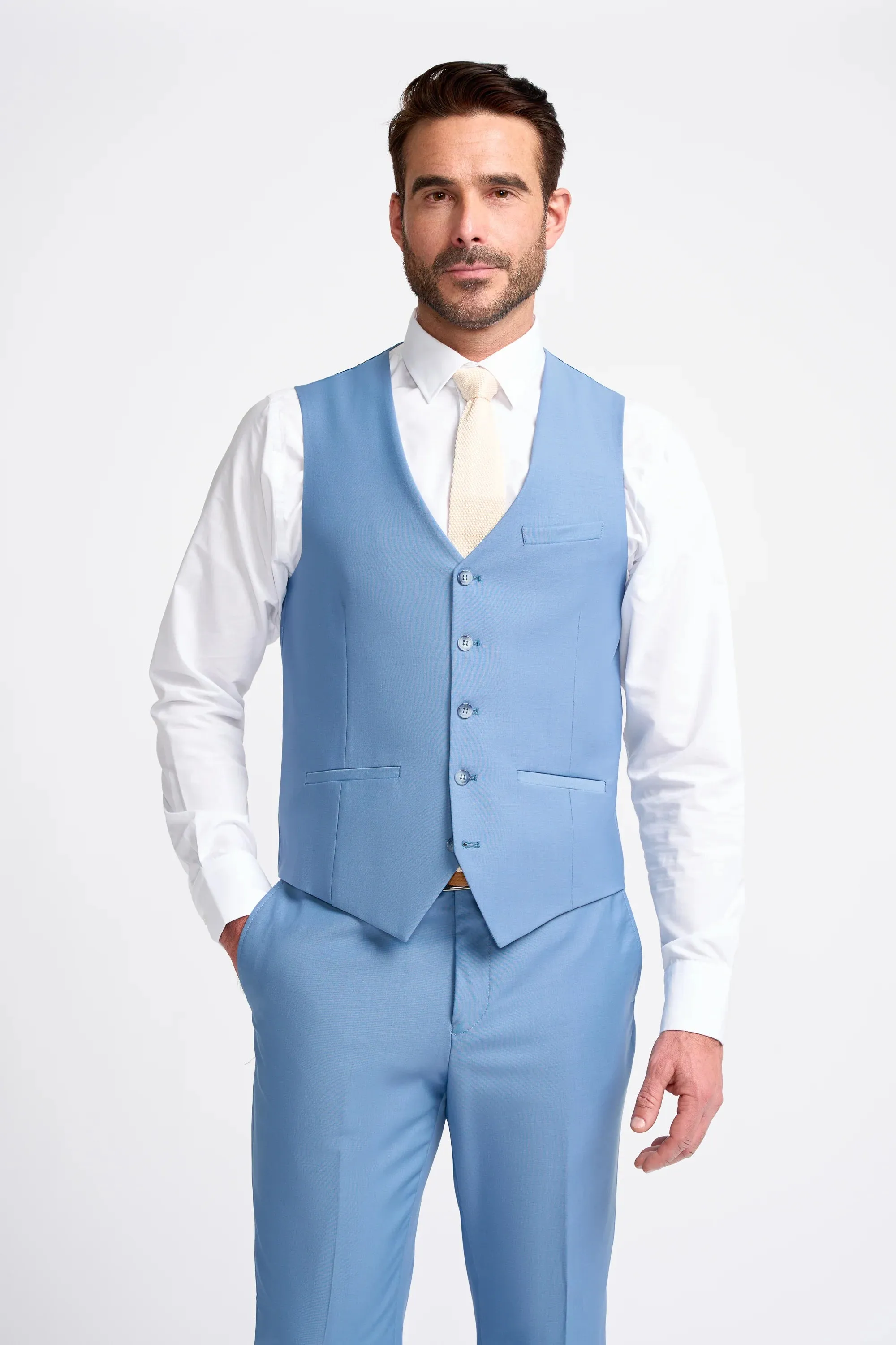 Bond - Men's Sky Blue 3 Piece Tailored Fit Suit