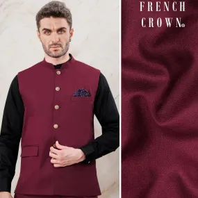 Bordeaux Maroon Wool Rich Nehru Jacket