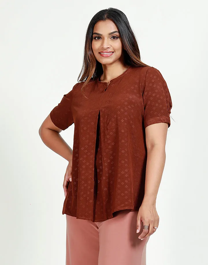 Box Pleated Blouse in Short Sleeves