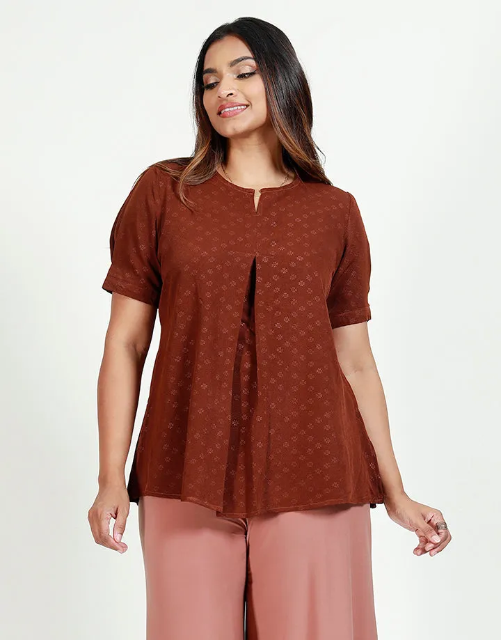 Box Pleated Blouse in Short Sleeves