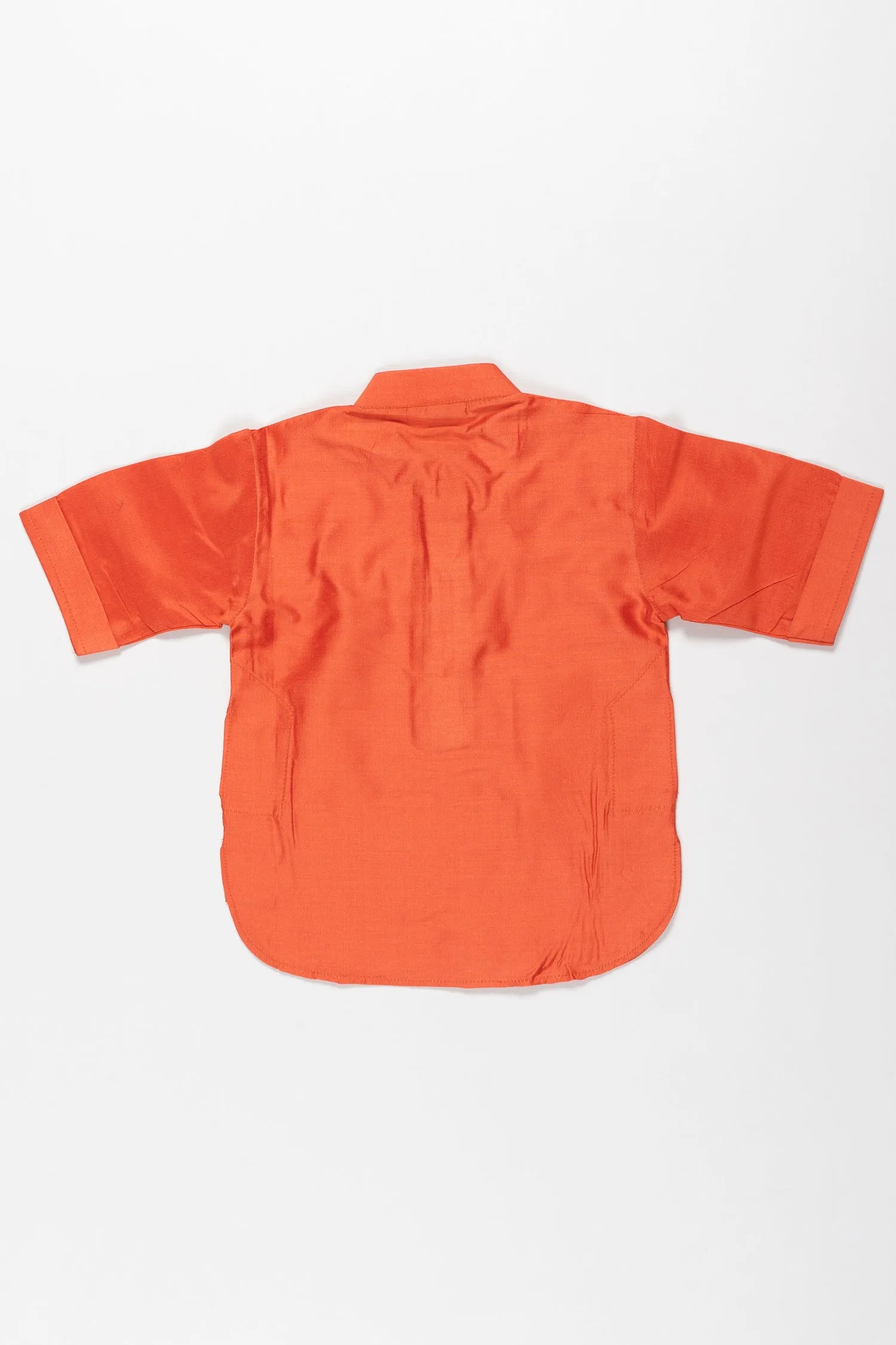 Boys Traditional Kurta Shirt in Rustic Orange - Elegance Meets Comfort