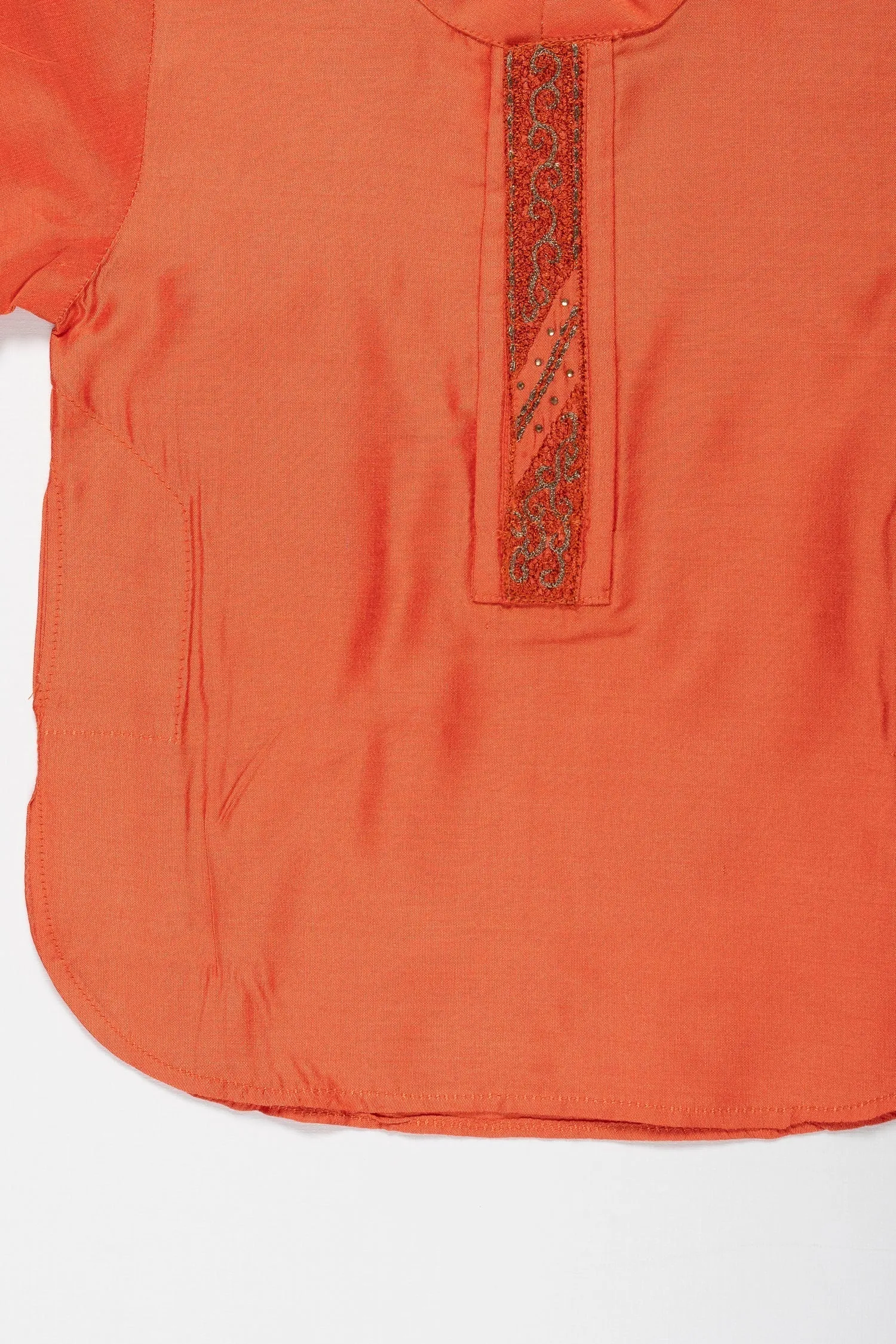 Boys Traditional Kurta Shirt in Rustic Orange - Elegance Meets Comfort