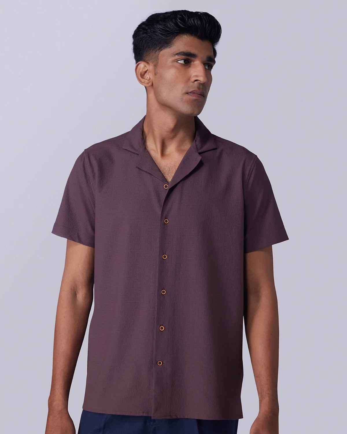 Brown Stretch Dobby Shirt