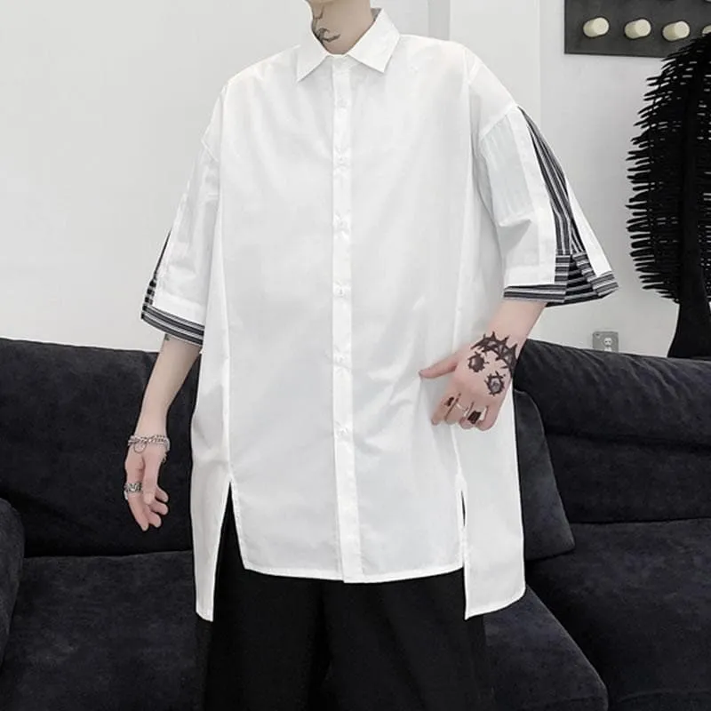 Button-Down Shirt With Double-Layered Pinstripe Sleeves