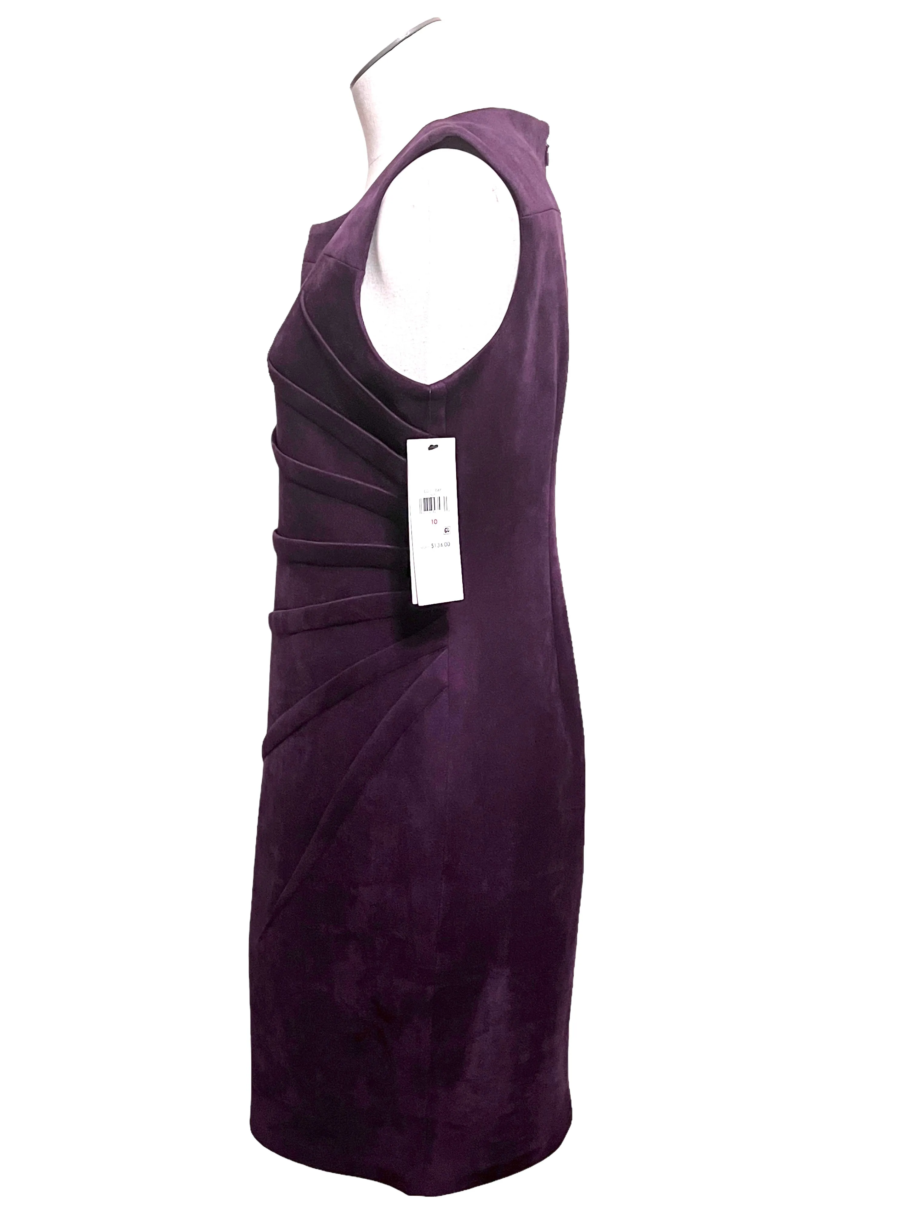 Calvin Klein Size 10 Purple Faux Suede Shift Dress