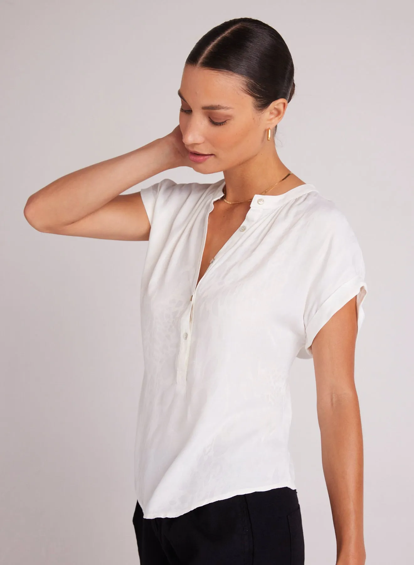 Cap Sleeve Henley - Off White