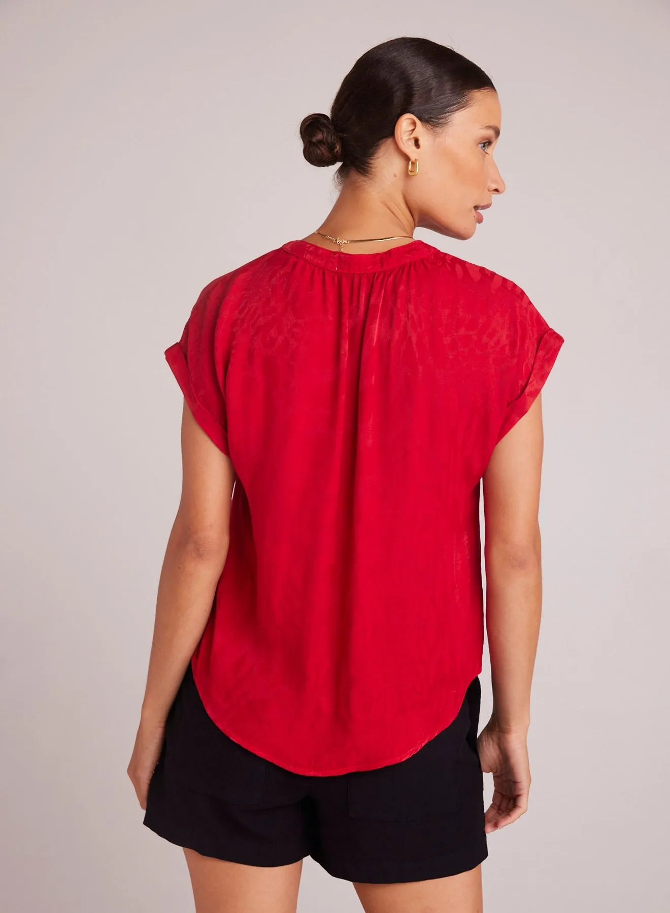 Cap Sleeve Henley - Summer Rouge