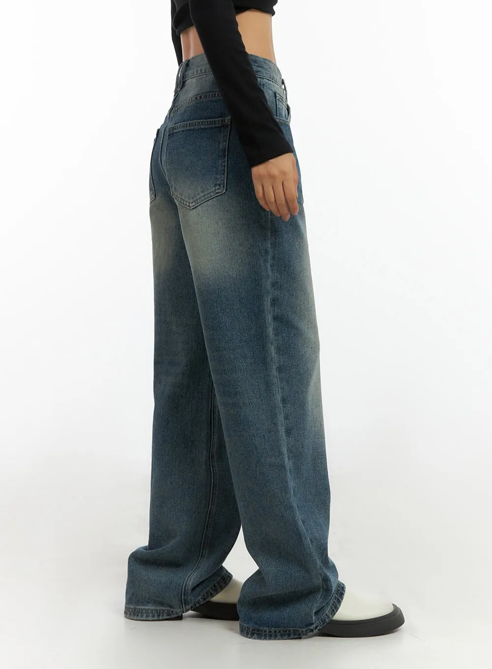 Cassie Washed Wide-Leg Jeans IS402