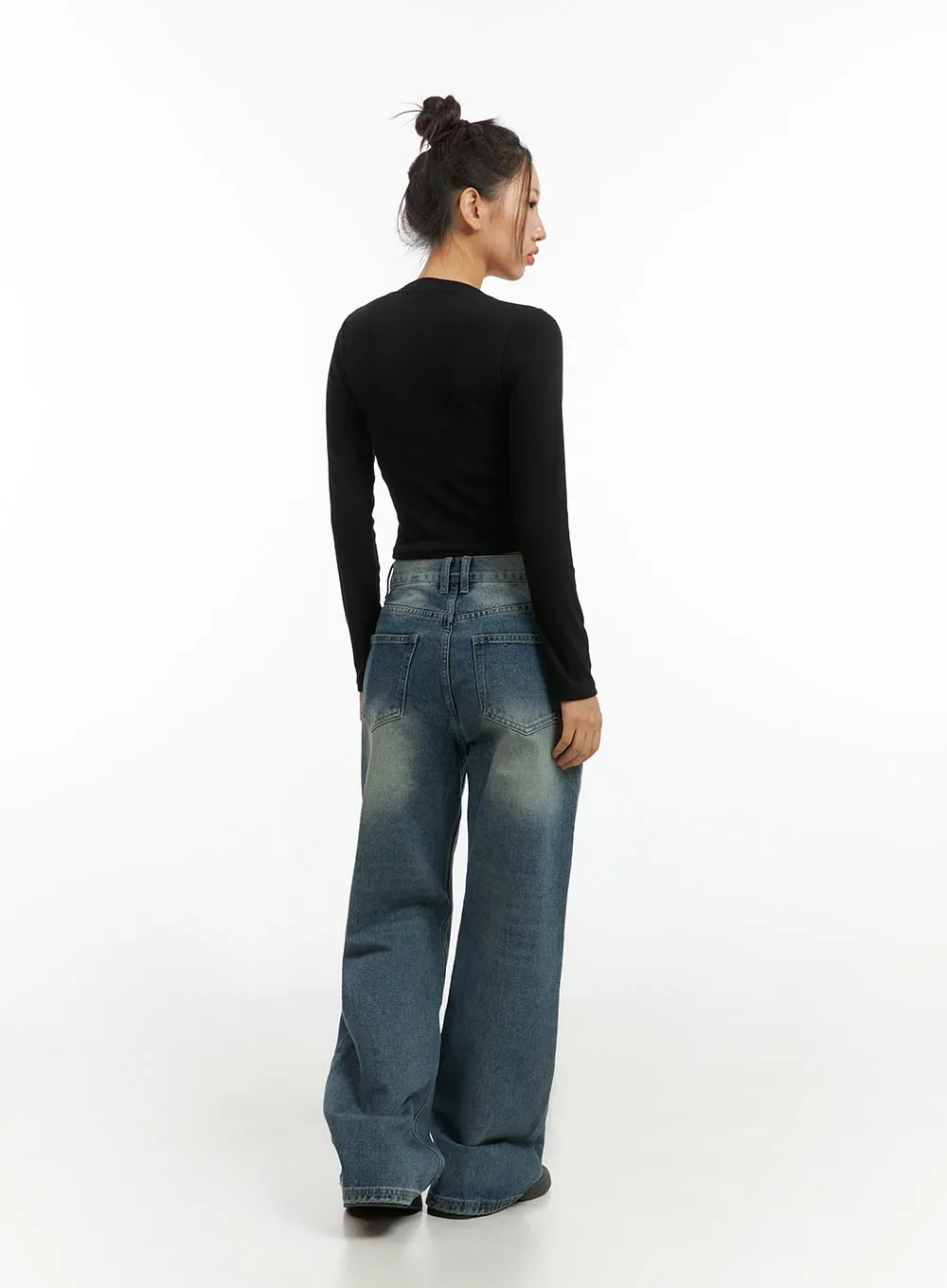 Cassie Washed Wide-Leg Jeans IS402