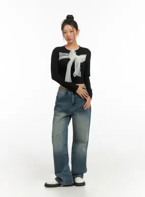 Cassie Washed Wide-Leg Jeans IS402