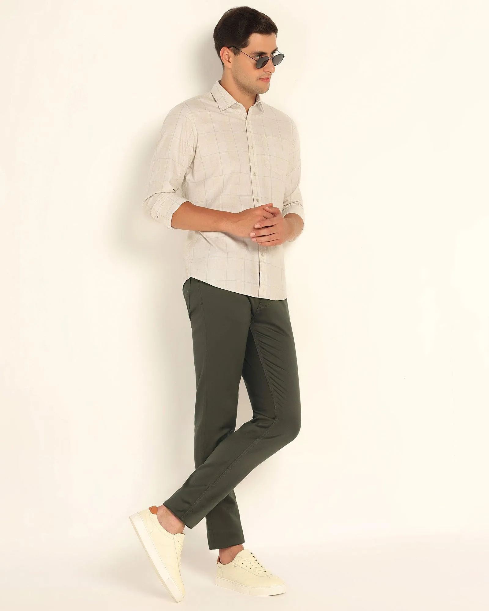 Casual Beige Check Shirt - Bailey