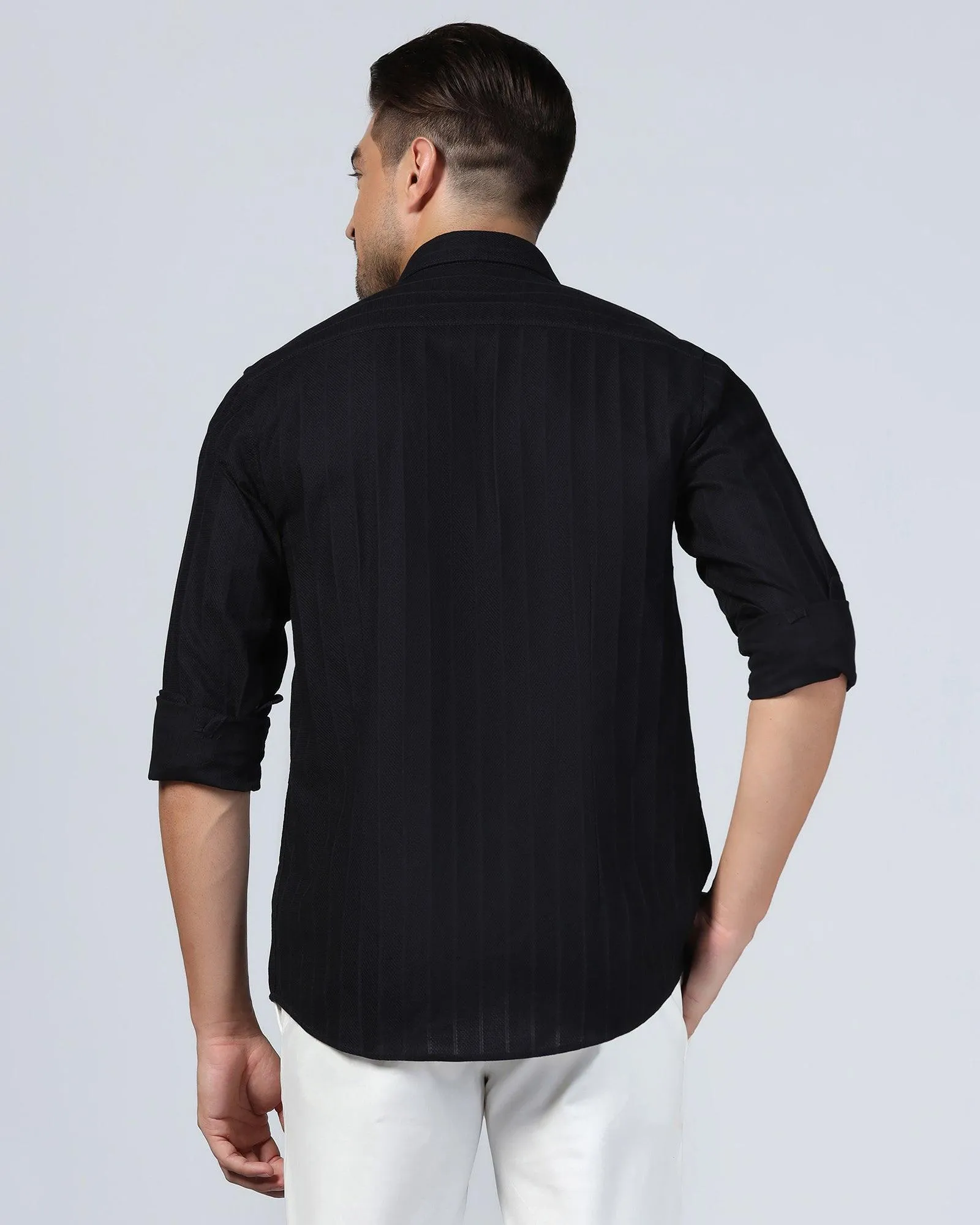 Casual Black Textured Shirt - Tuscany